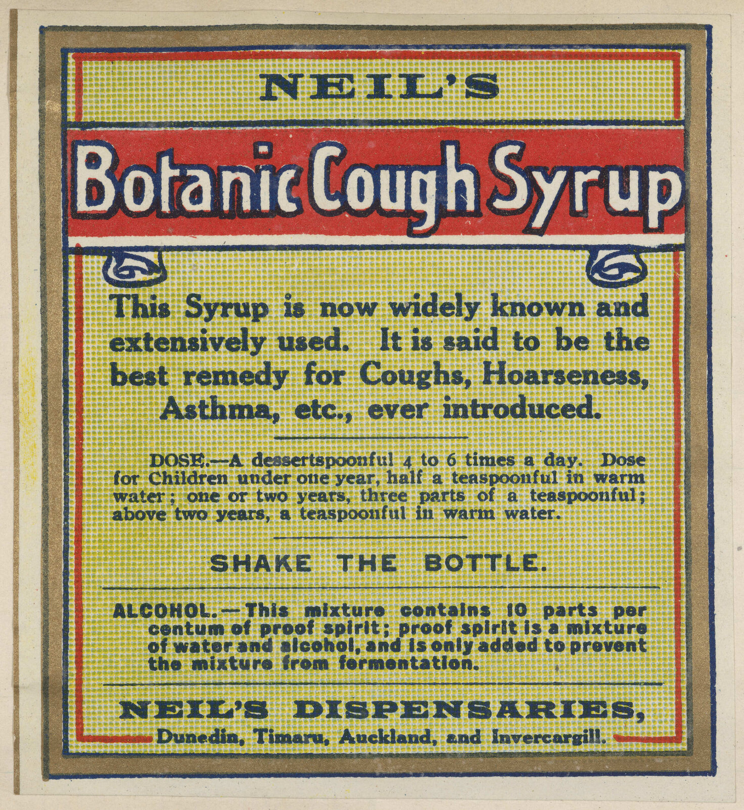"Neil's Botanic Cough Syrup"