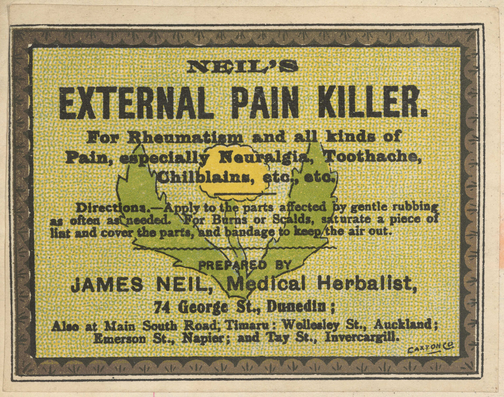 "Neil's External Pain Killer."