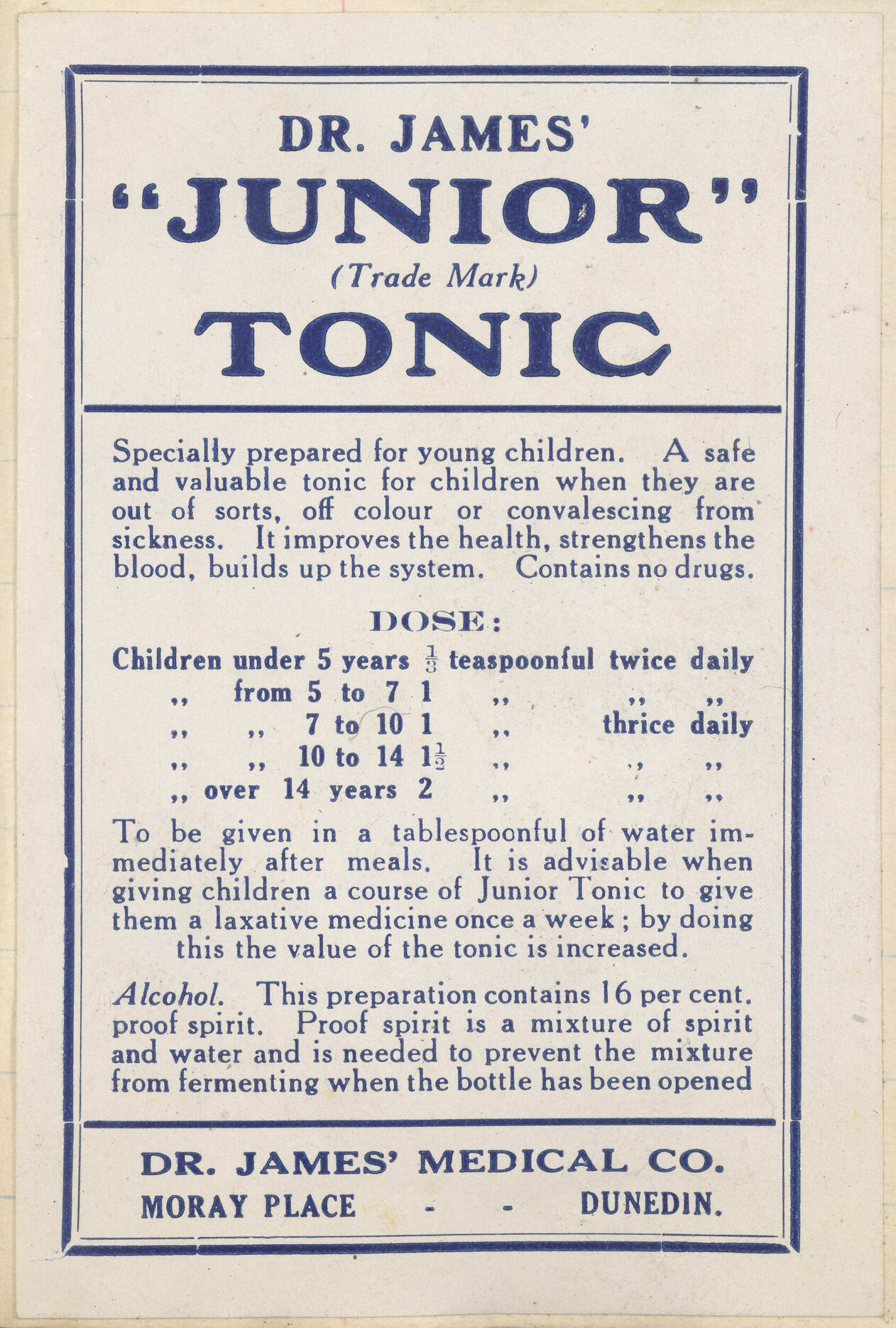 "Dr. James' "Junior" Tonic"