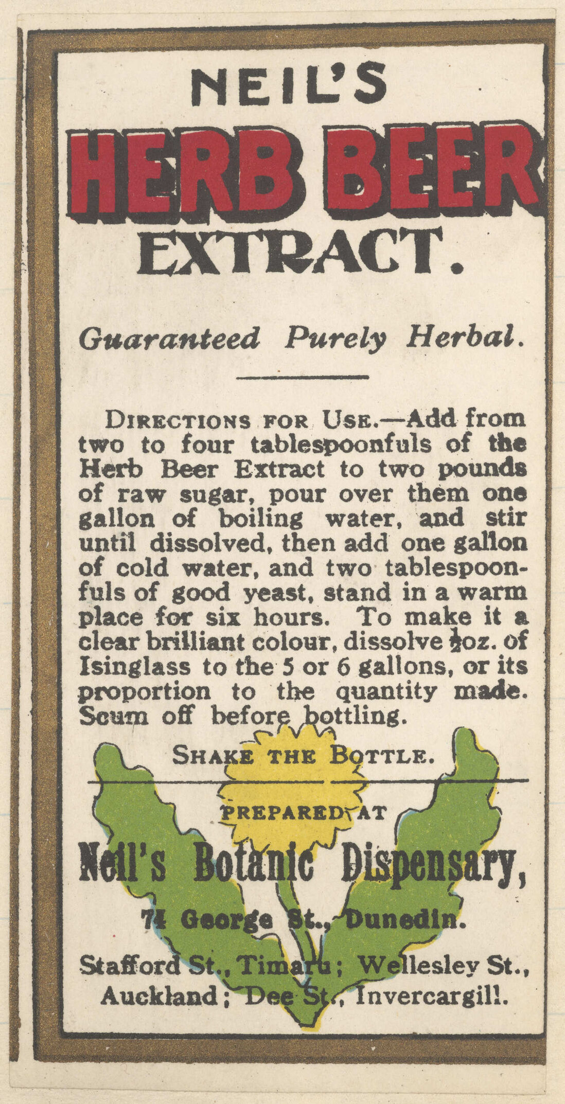 "Neil's Herb Beer Extract."