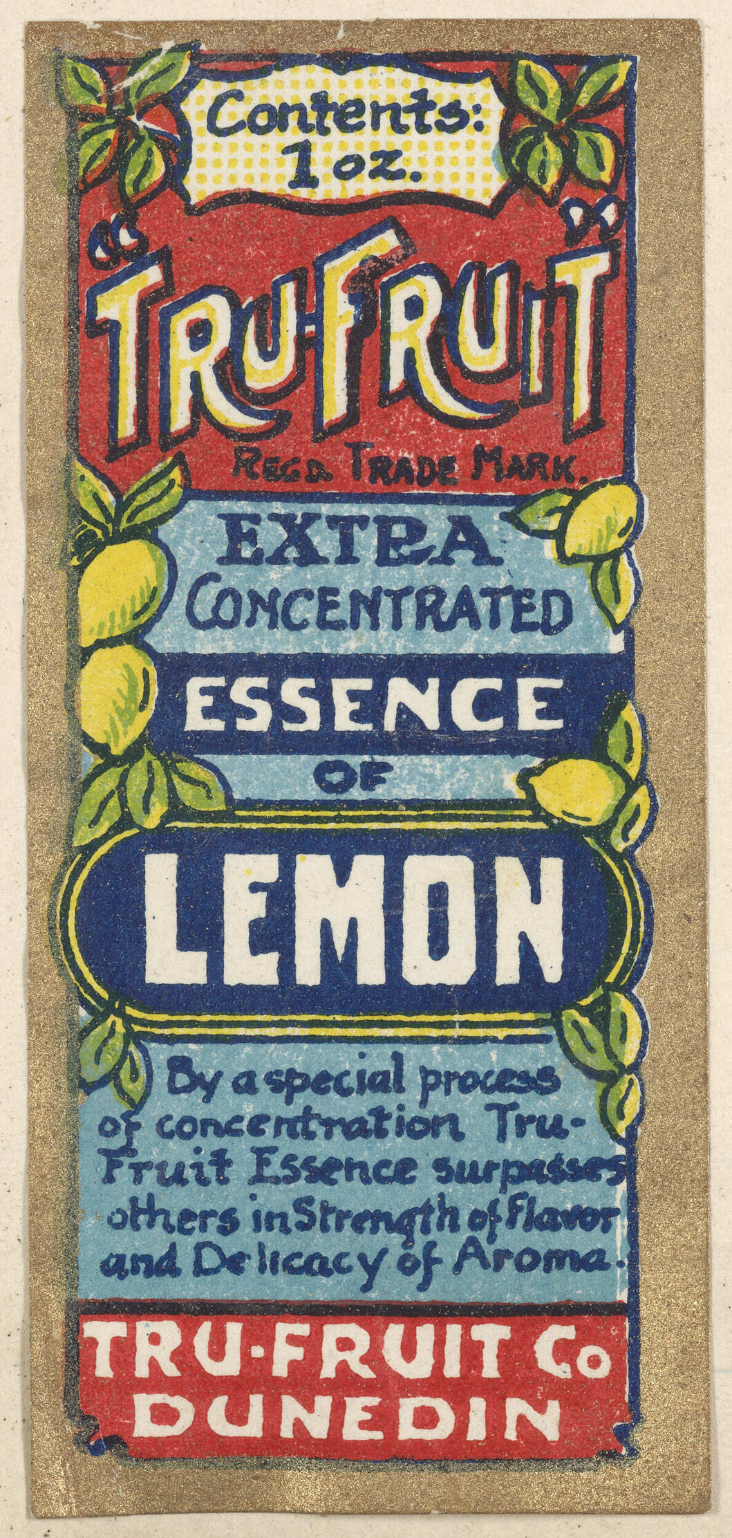 " "Tru-Fruit" Extra Concentrated Essence of Lemon"