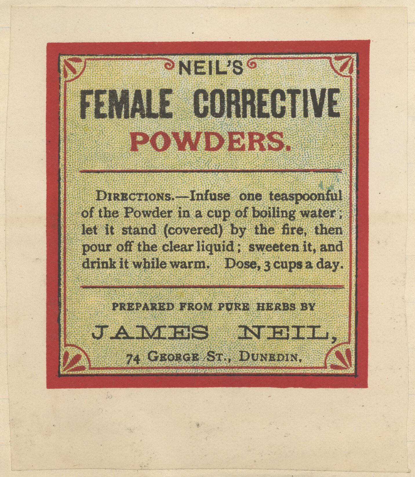"Neil's Female Corrective Powders."