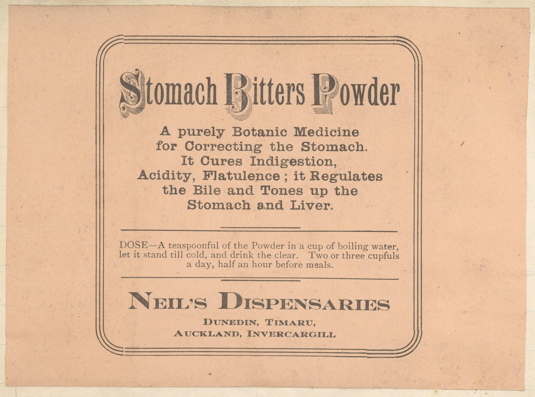 "Stomach Bitters Powder"
