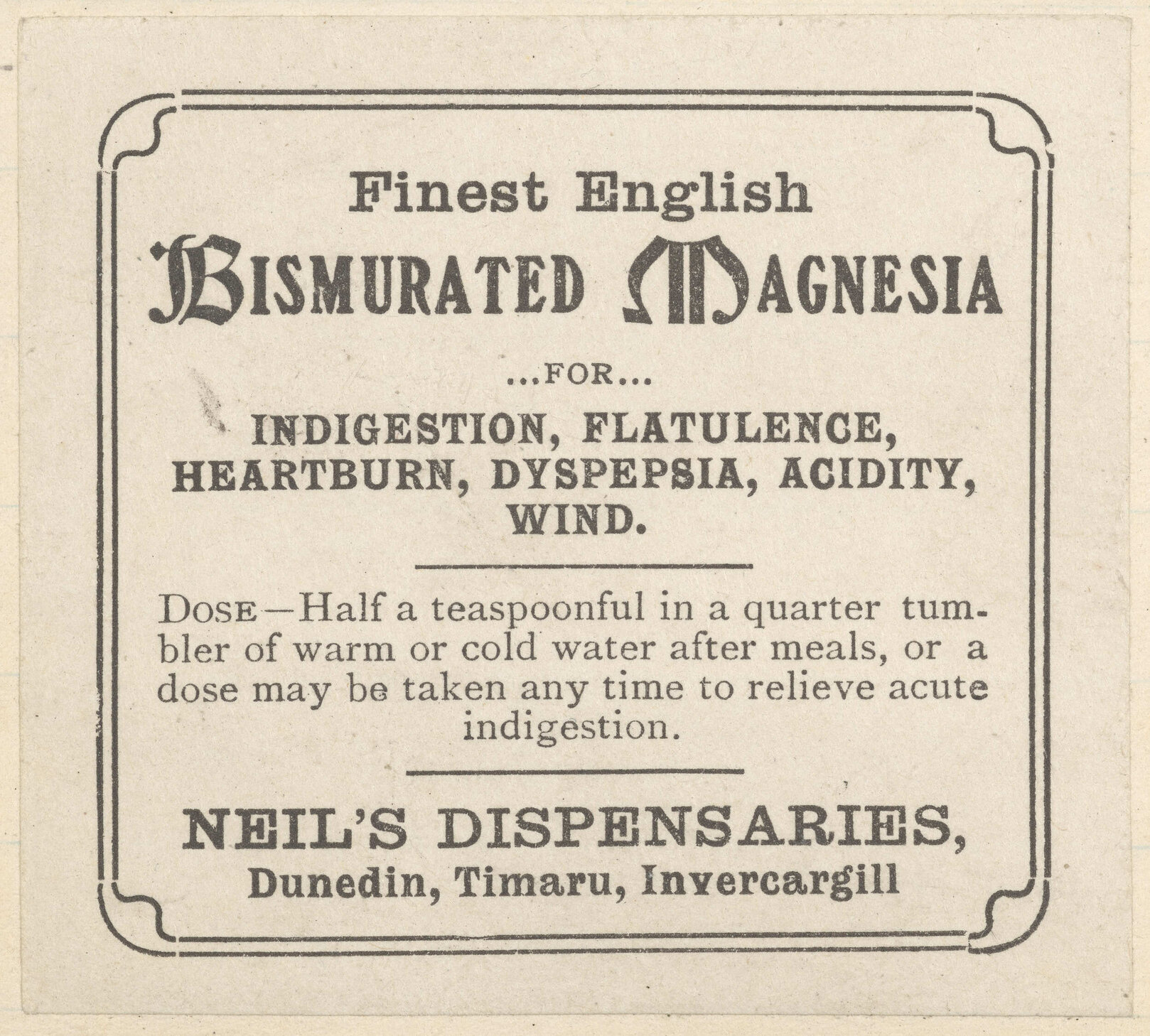 "Finest English Bismurated Magnesia"