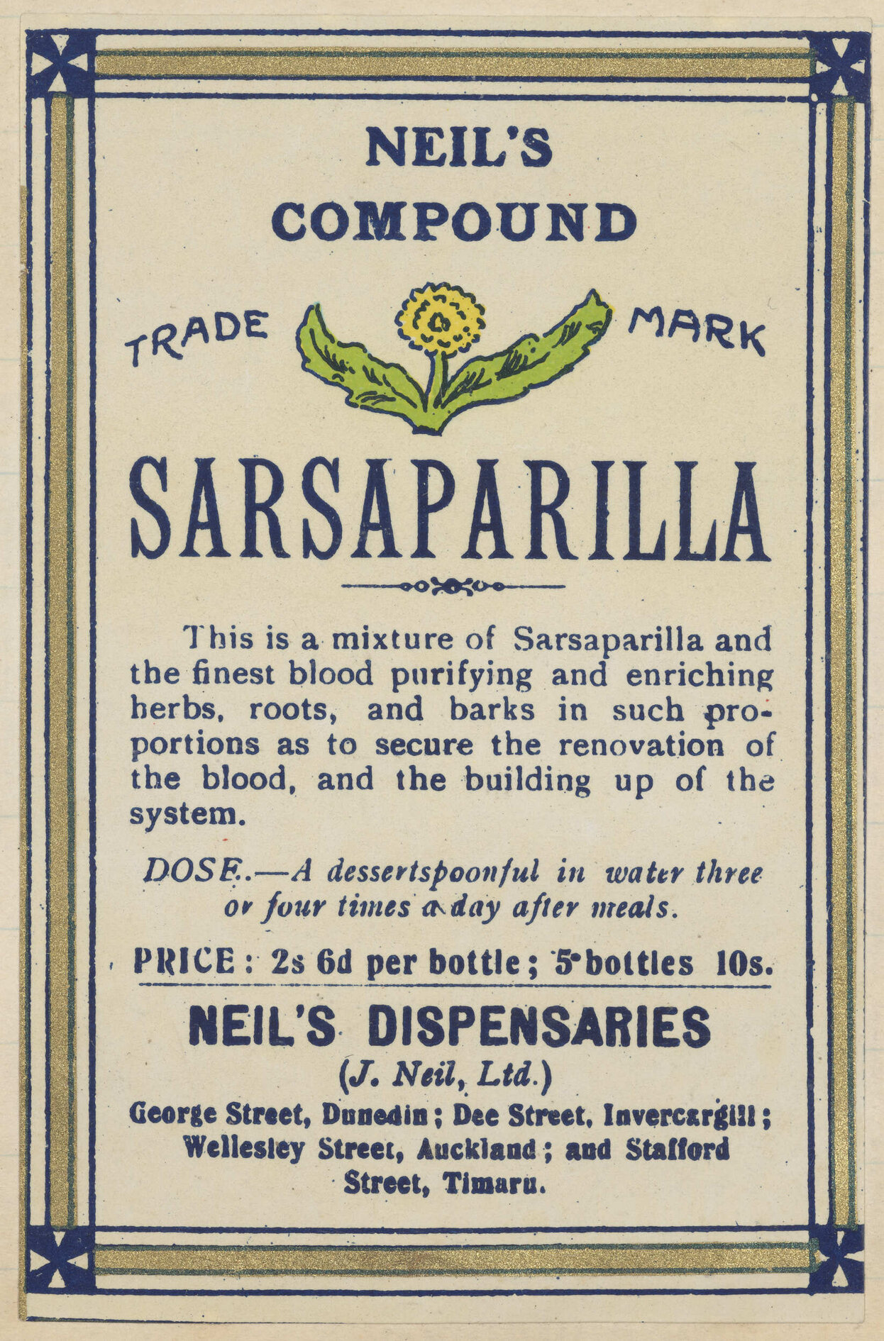 "Neil's Compound Sarsaparilla"