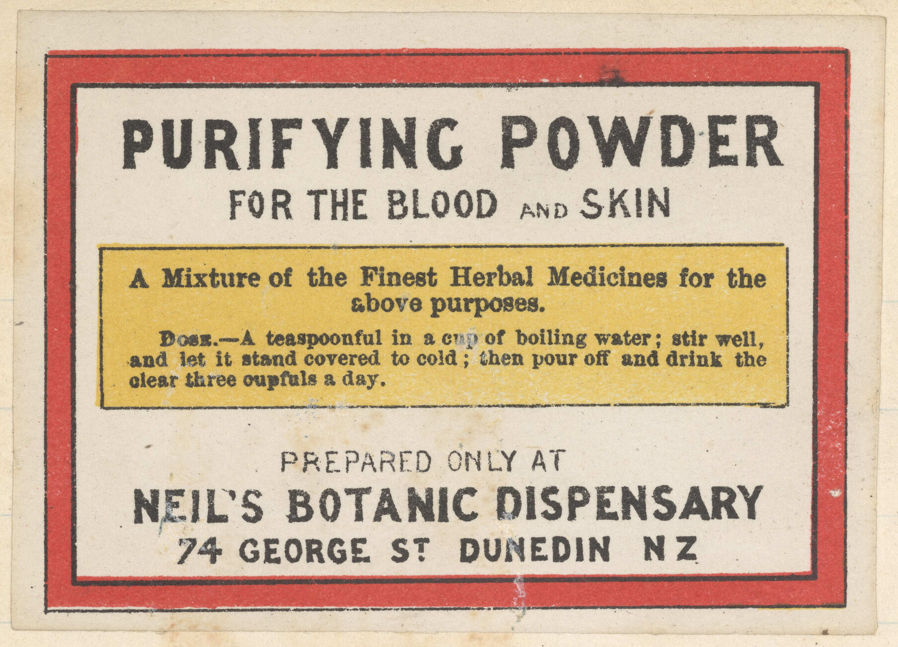 "Purifying Powder For The Blood And Skin"