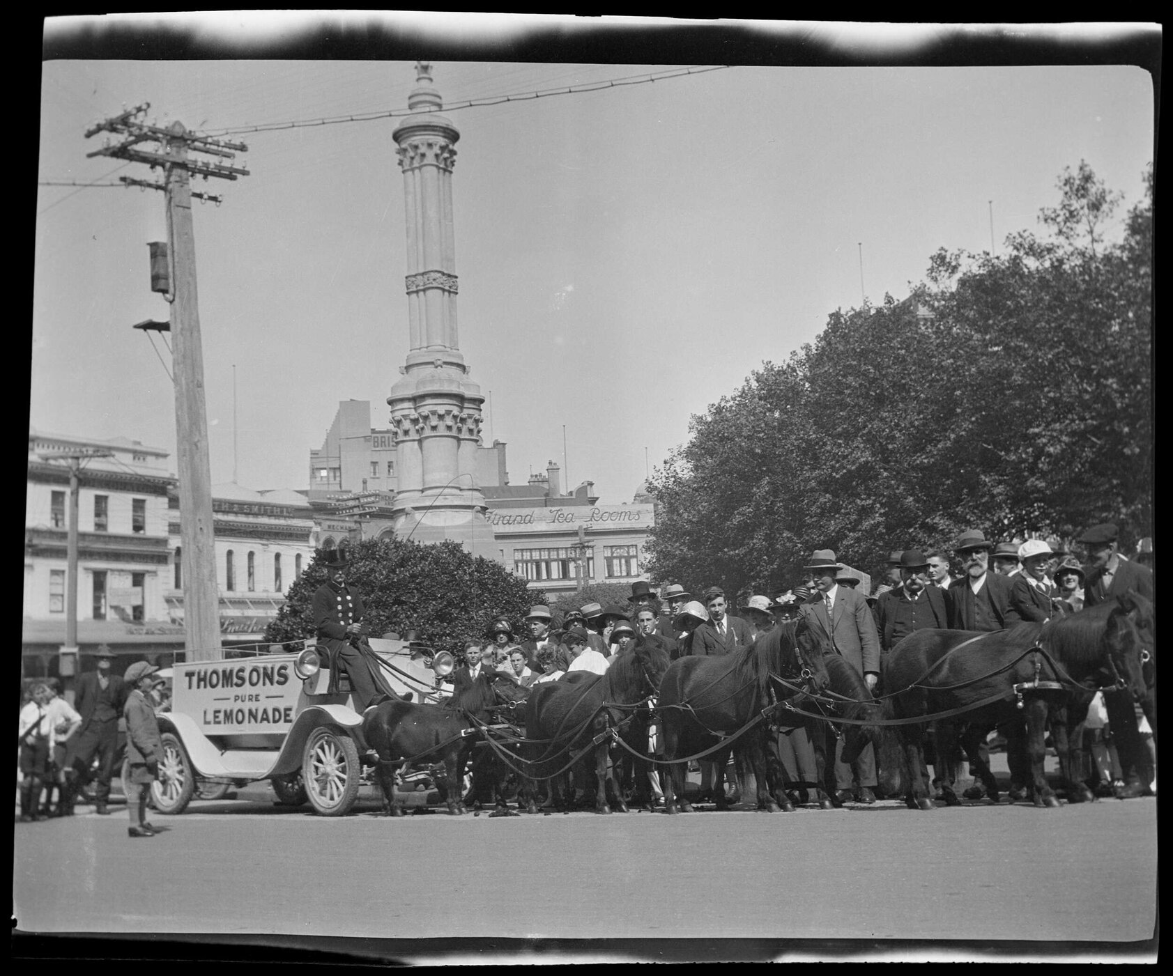 Thomsons Lemonade pony-drawn carriage, Octagon