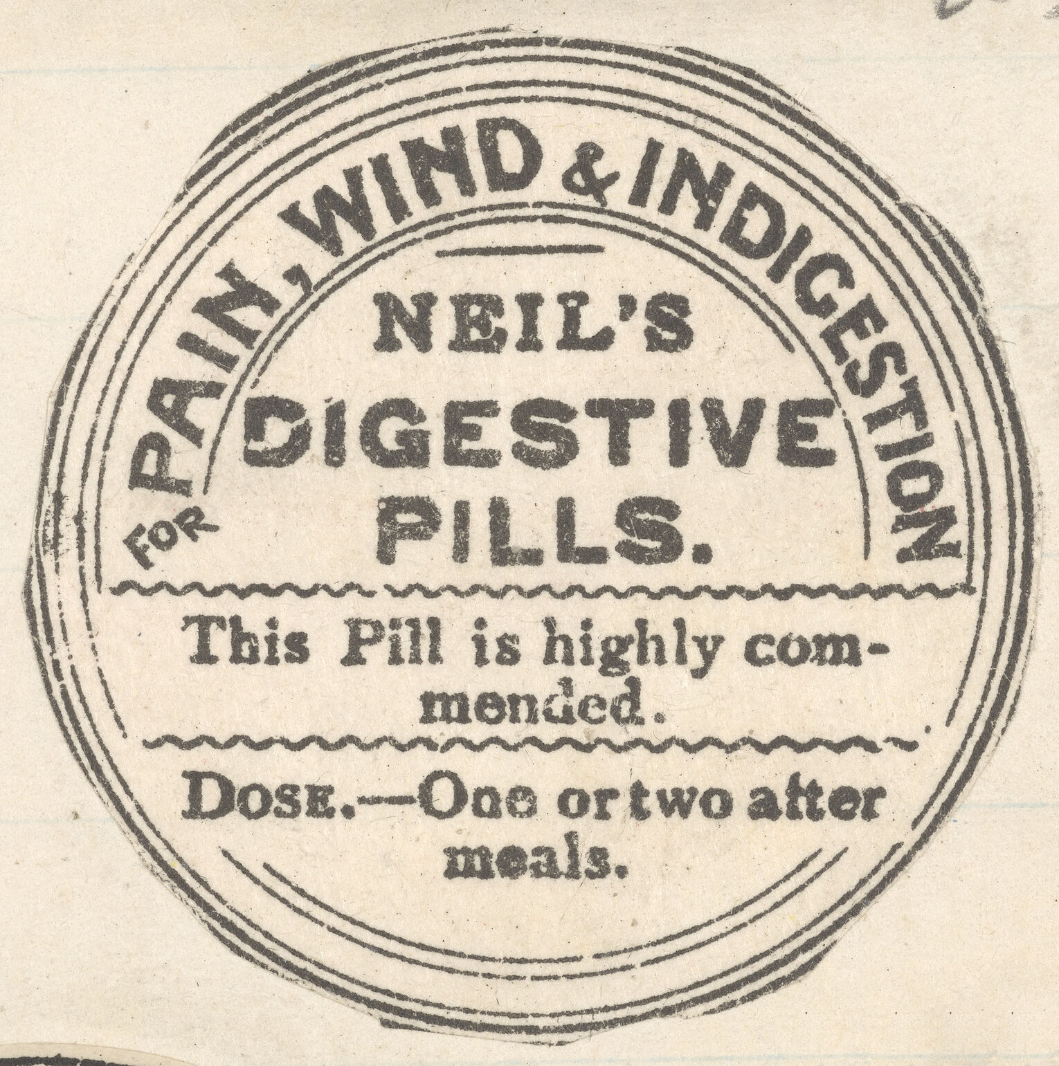 "Neil's Digestive Pills."
