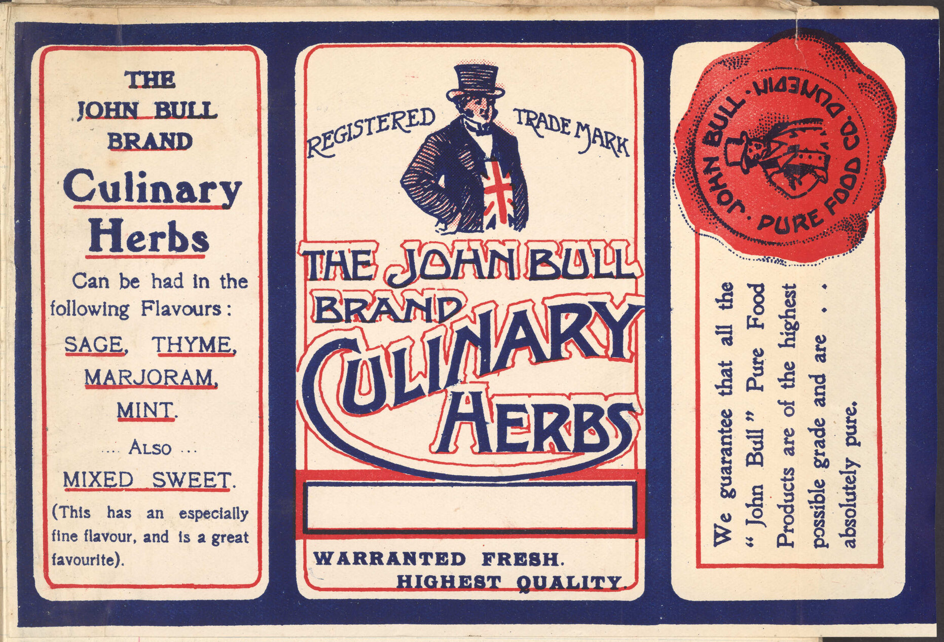 "The John Bull Brand Culinary Herbs"