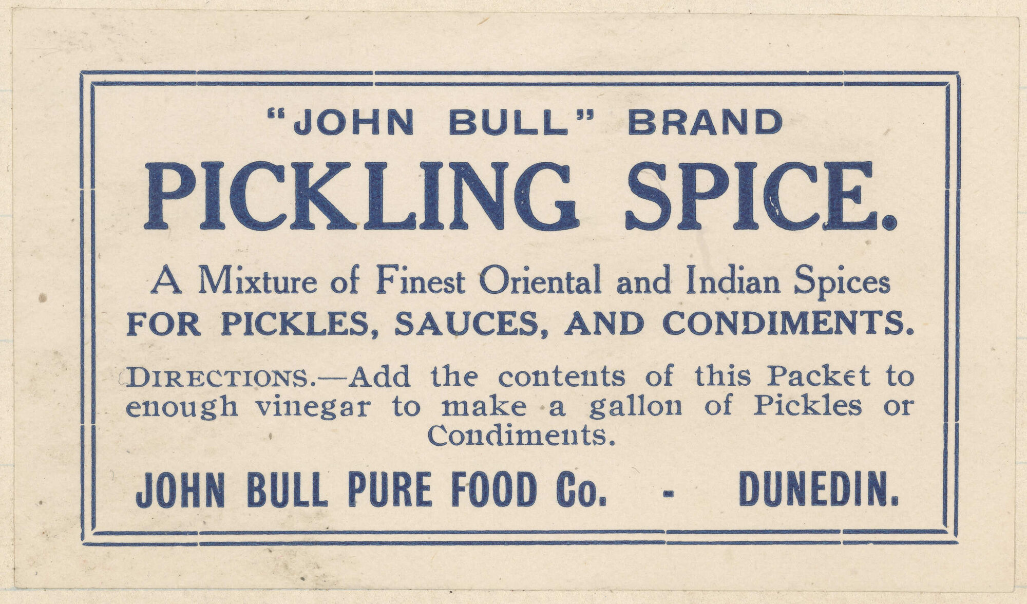 " "John Bull" Brand Pickling Spice."