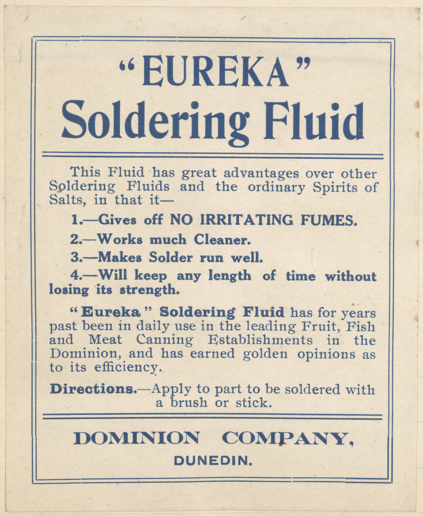 " "Eureka" Soldering Fluid"