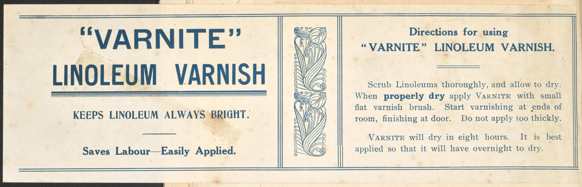 " "Varnite" Linoleum Varnish"