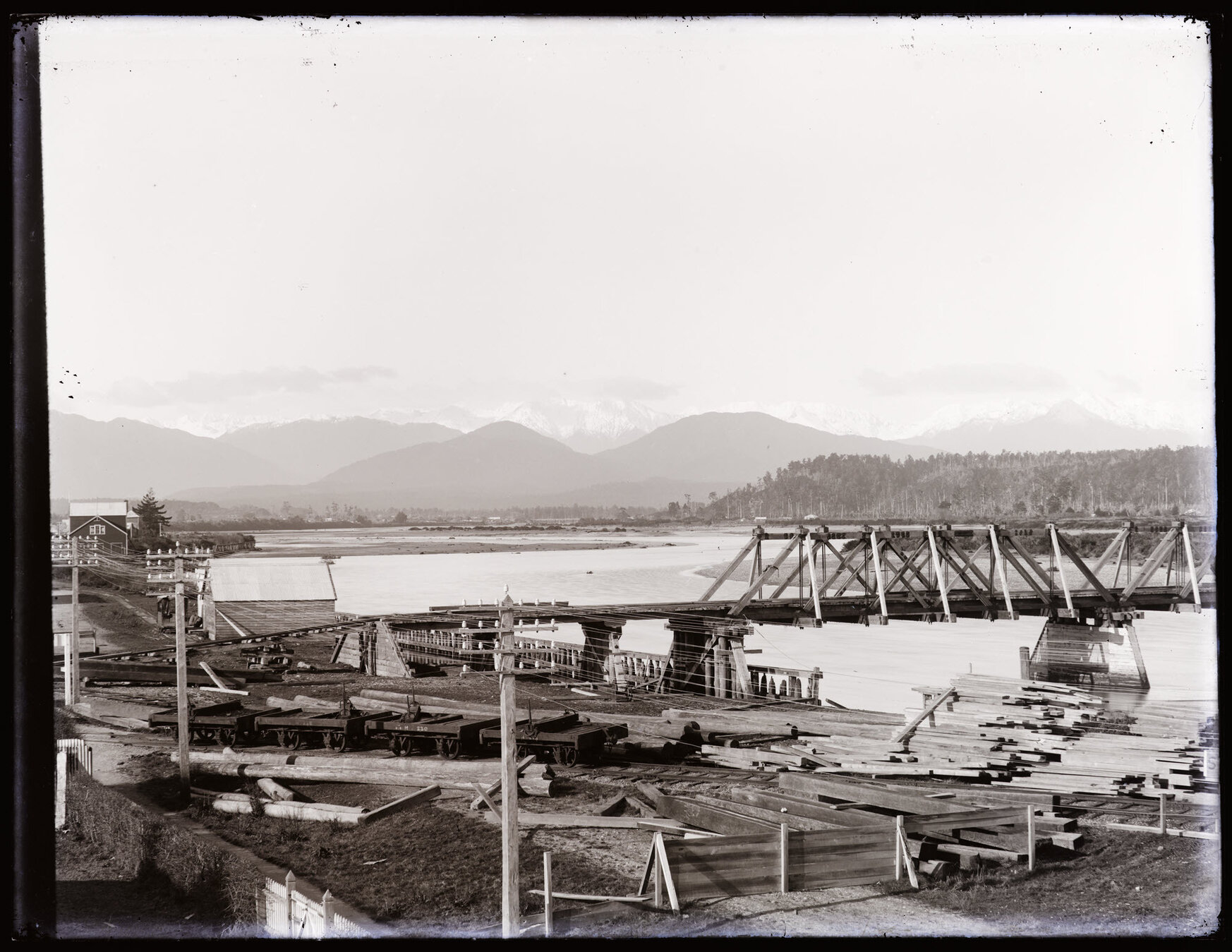 Bridge under construction, Hokitika