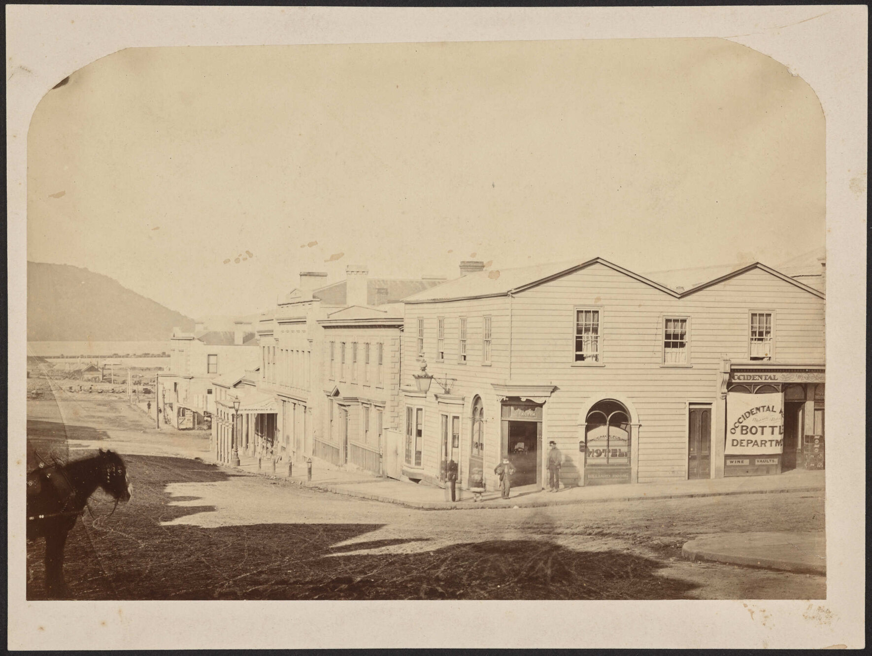 Occidental Hotel on the corner of Manse and High streets, Dunedin
