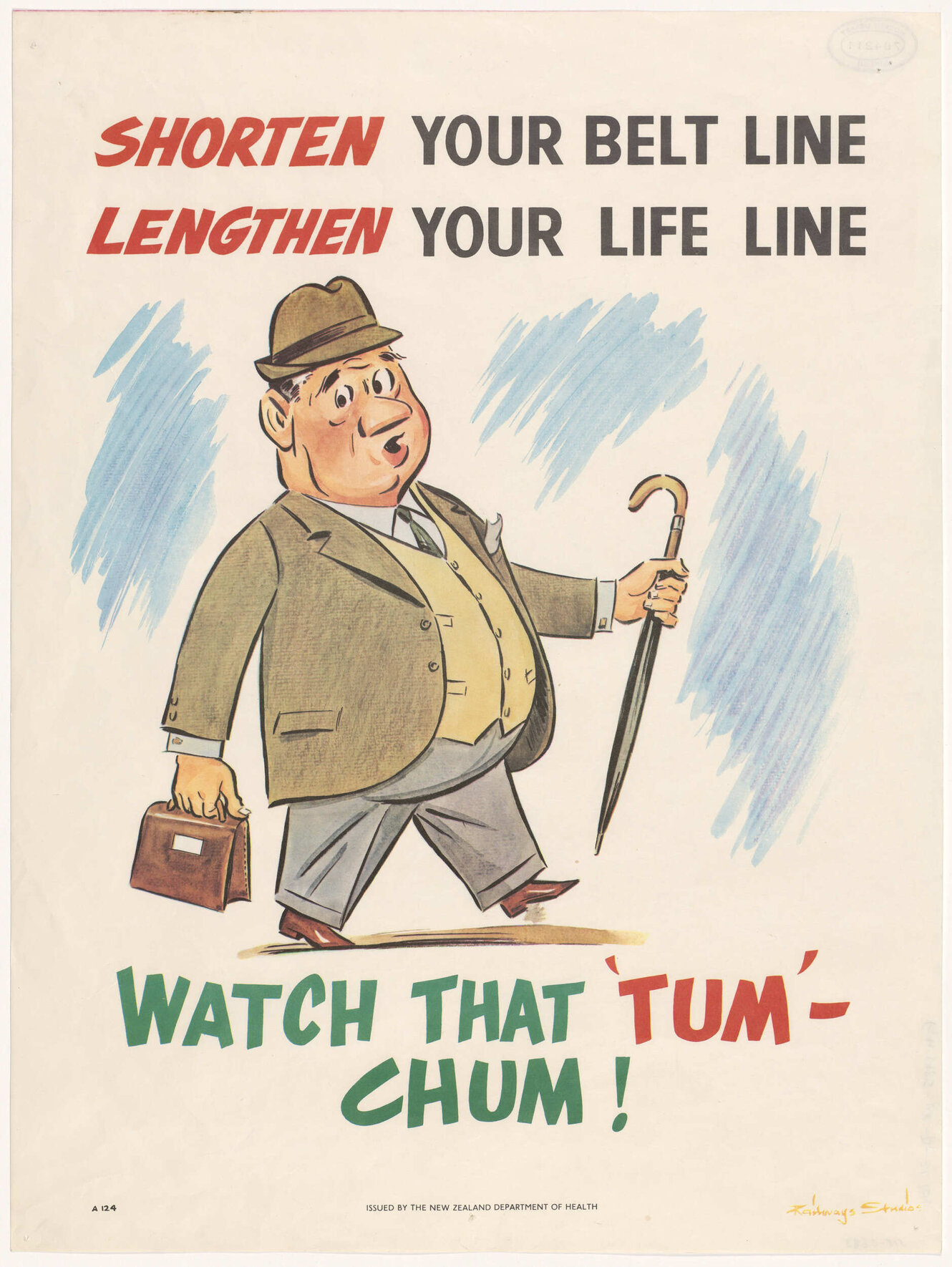 "Shorten Your Belt Line Lengthen Your Life Line Watch That 'Tum' - Chum!"