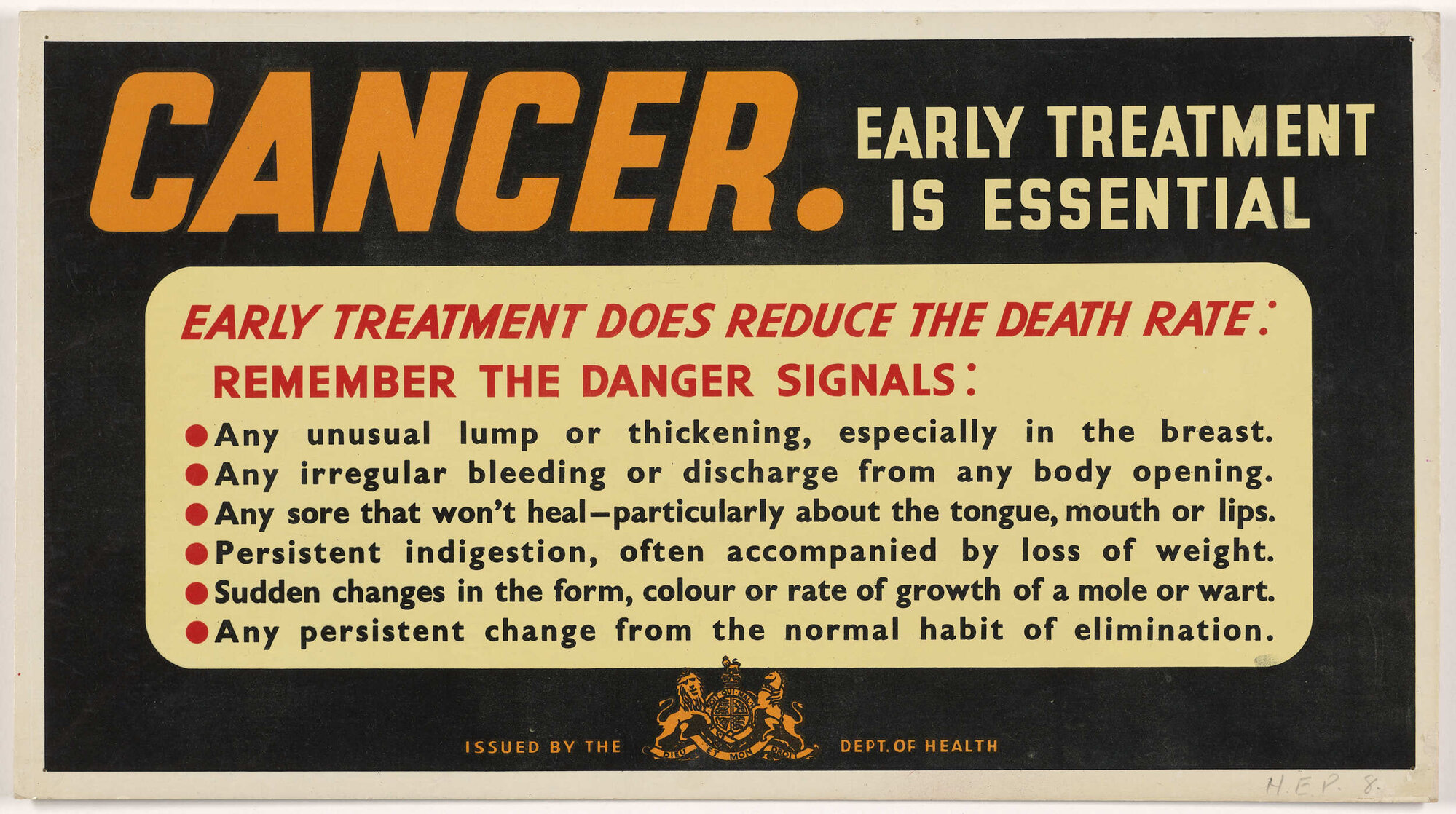 "Cancer. Early Treatment Is Essential"