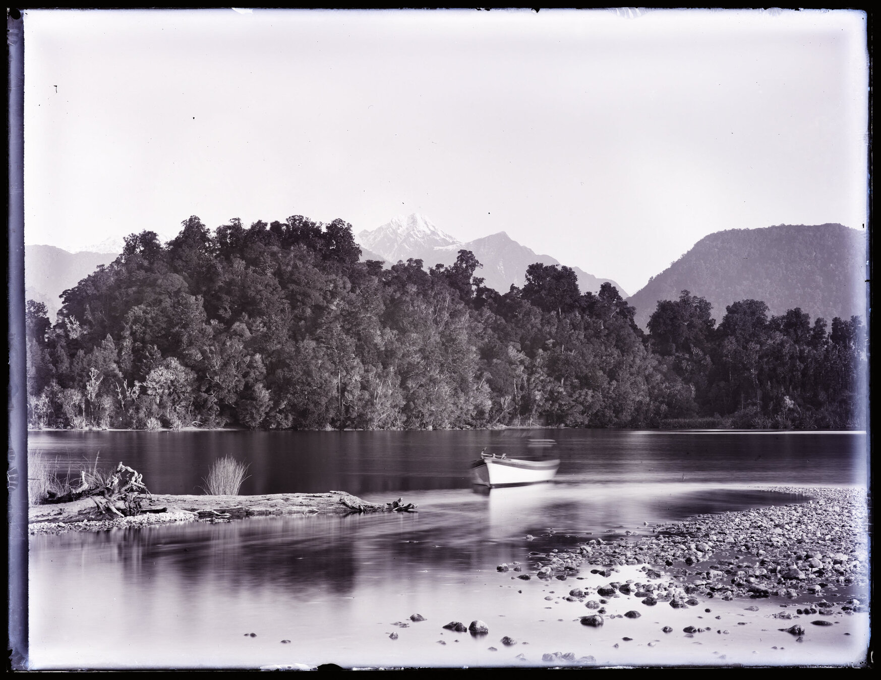 Boat moored at the edge of a river, Westland 