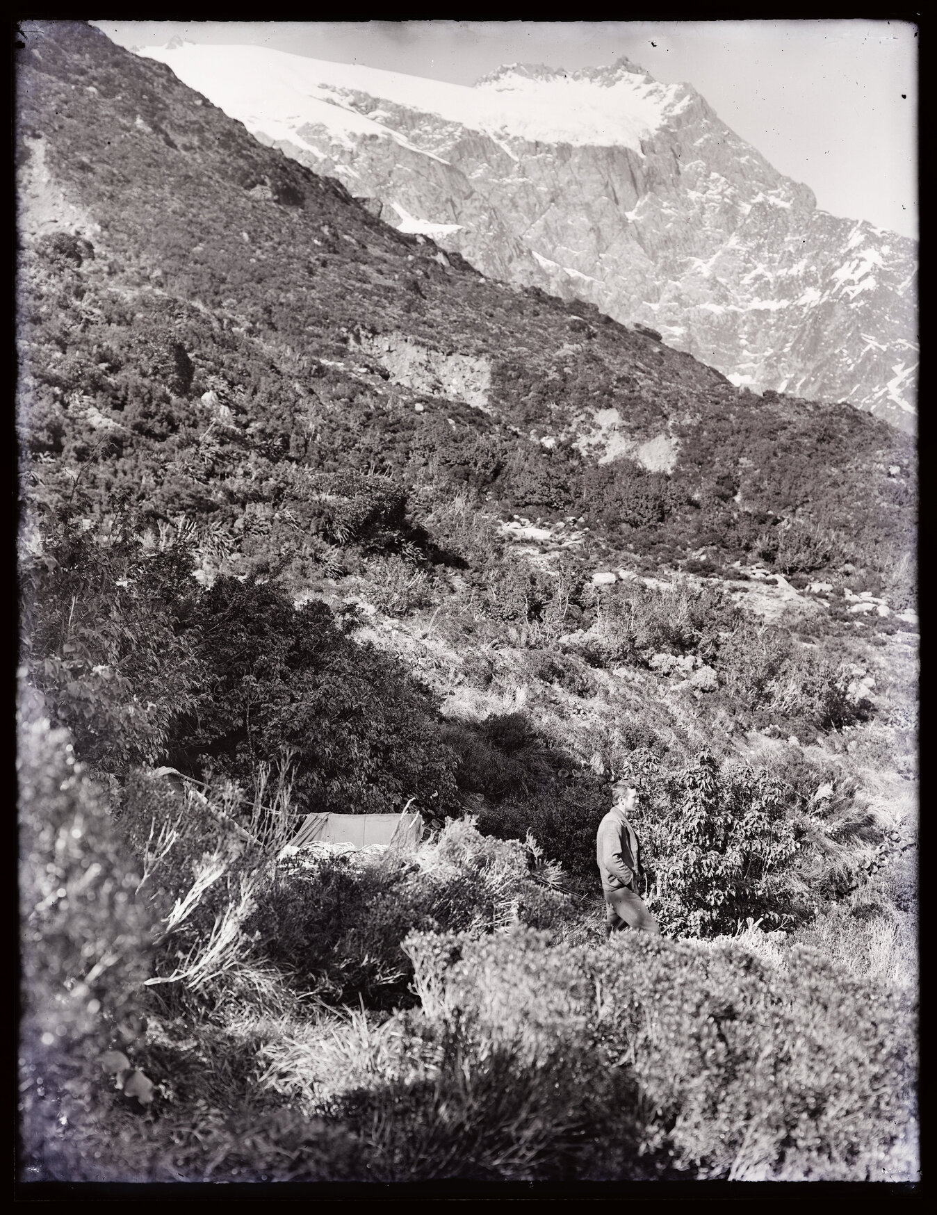 View to mountaintop from campsite