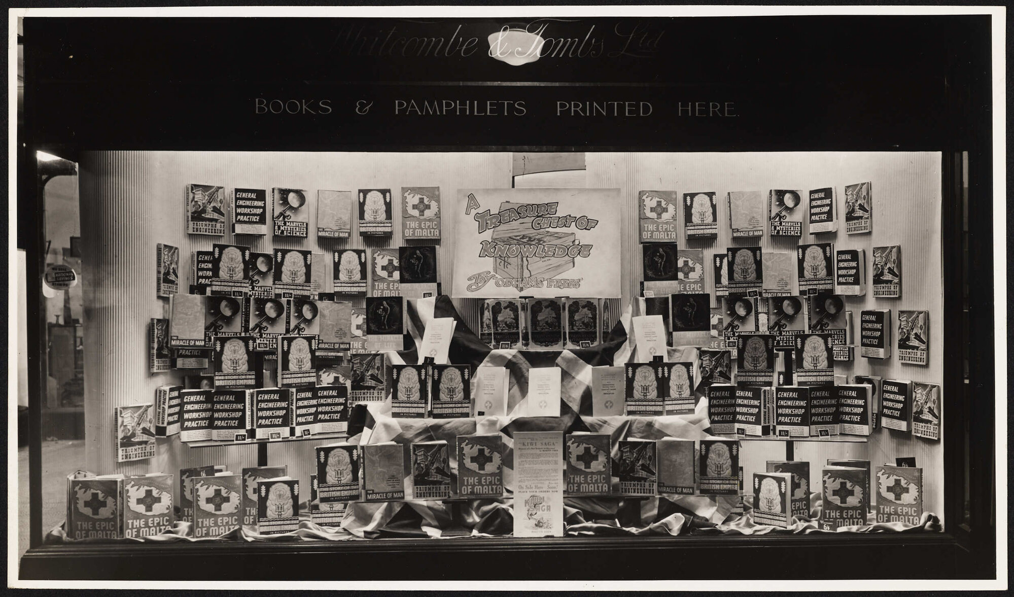 'A Treasure Chest of Knowledge by Odhams Press' window display
