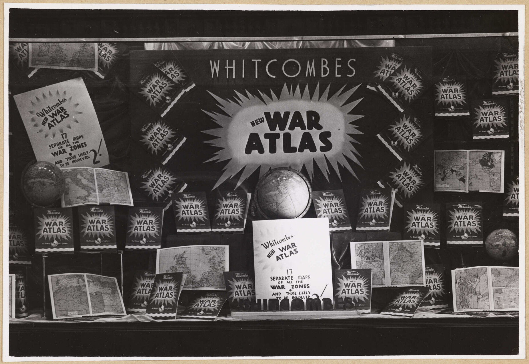 'Whitcombes new war atlas' window display