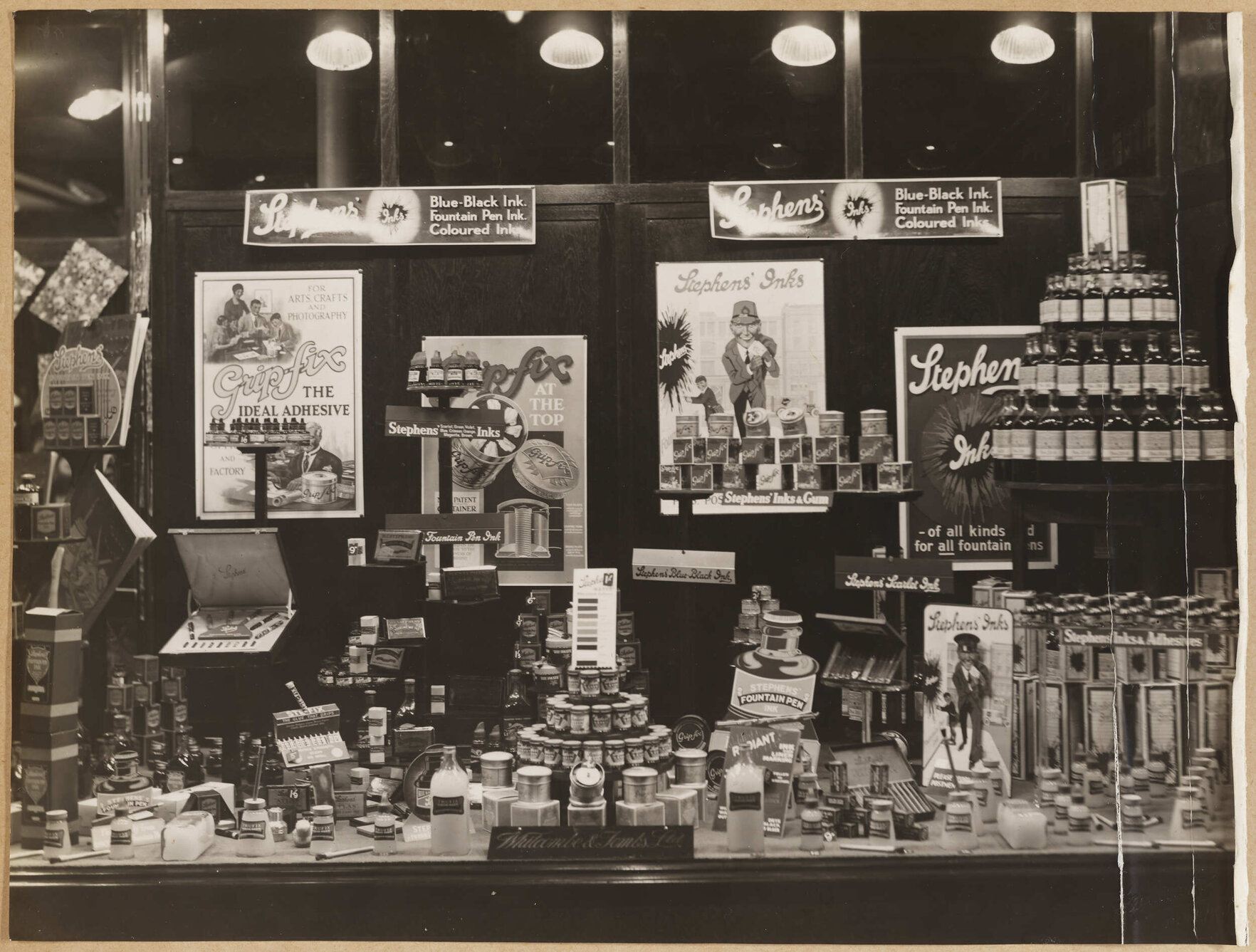 Grip-fix and Stephens' Inks window display