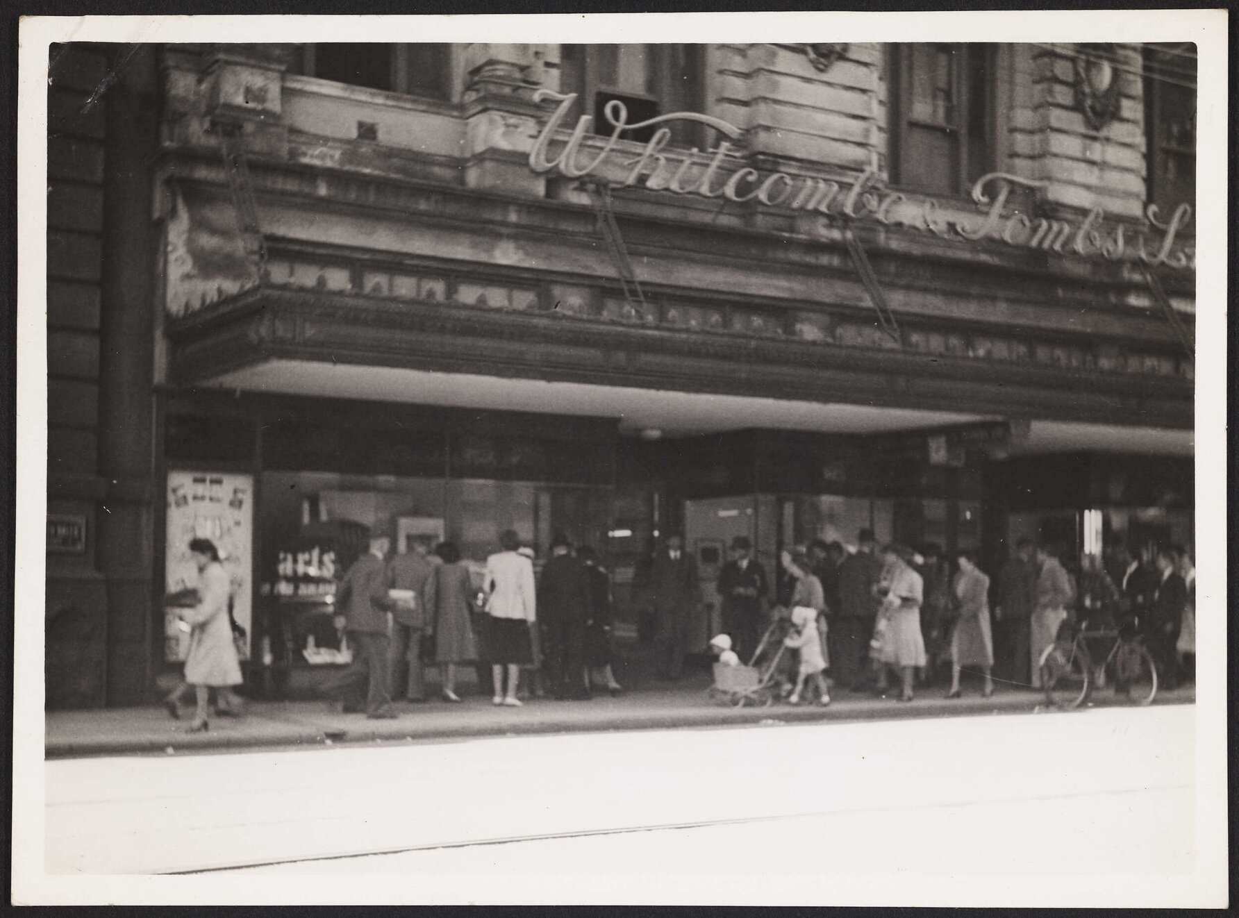 Shoppers and pedestrians outside Whitcombe &amp; Tombs, Wellington