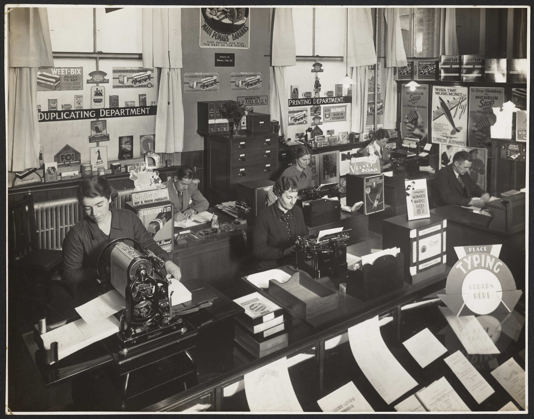 Duplicating and printing departments with staff, Christchurch