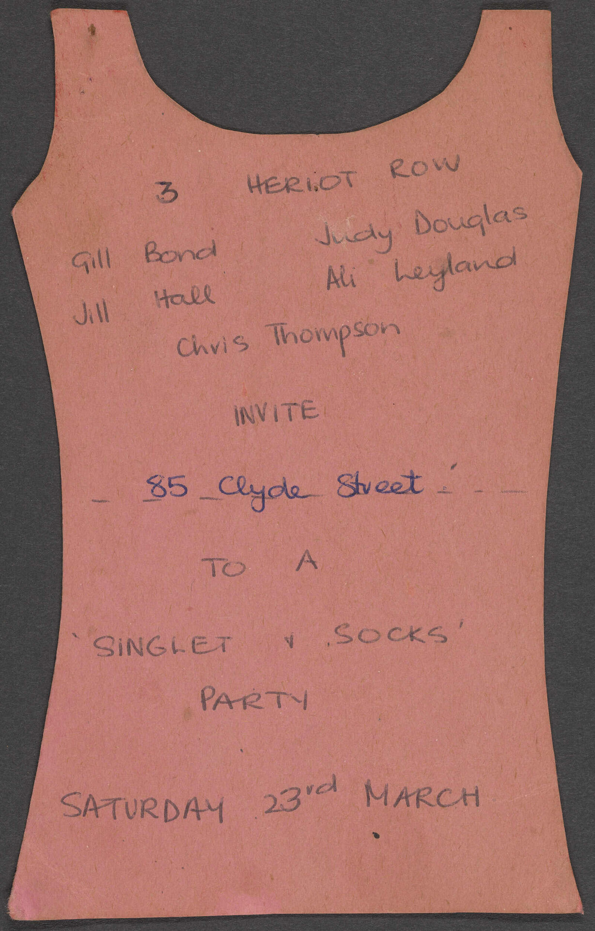 'Singlet &amp; Socks' Party Invitation