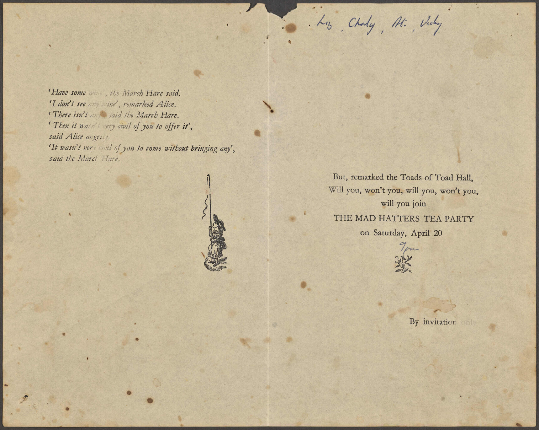 "The Mad Hatters Tea Party" Invitation