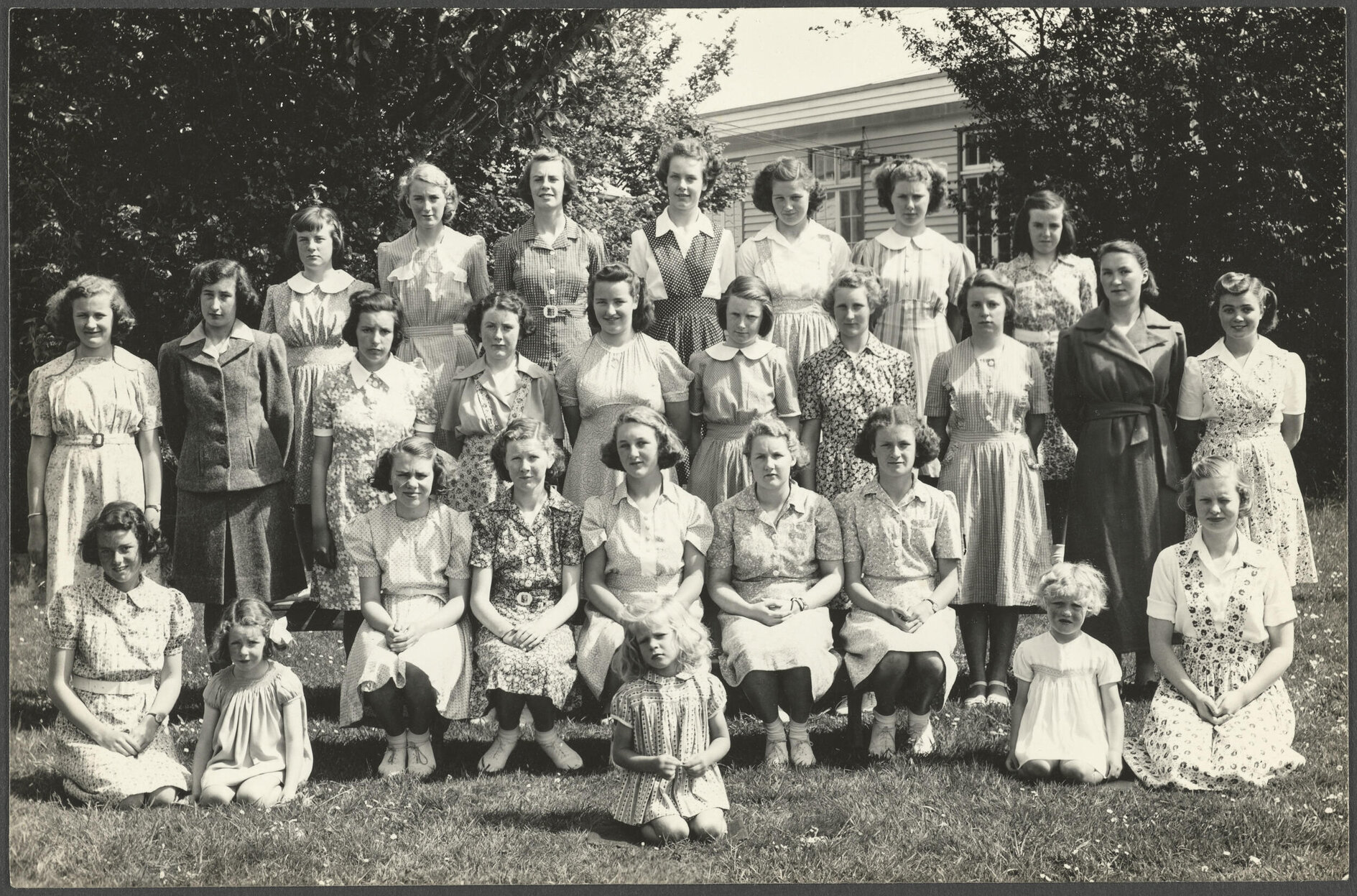 Pupils of Mosgiel District High School with dresses made by themselves