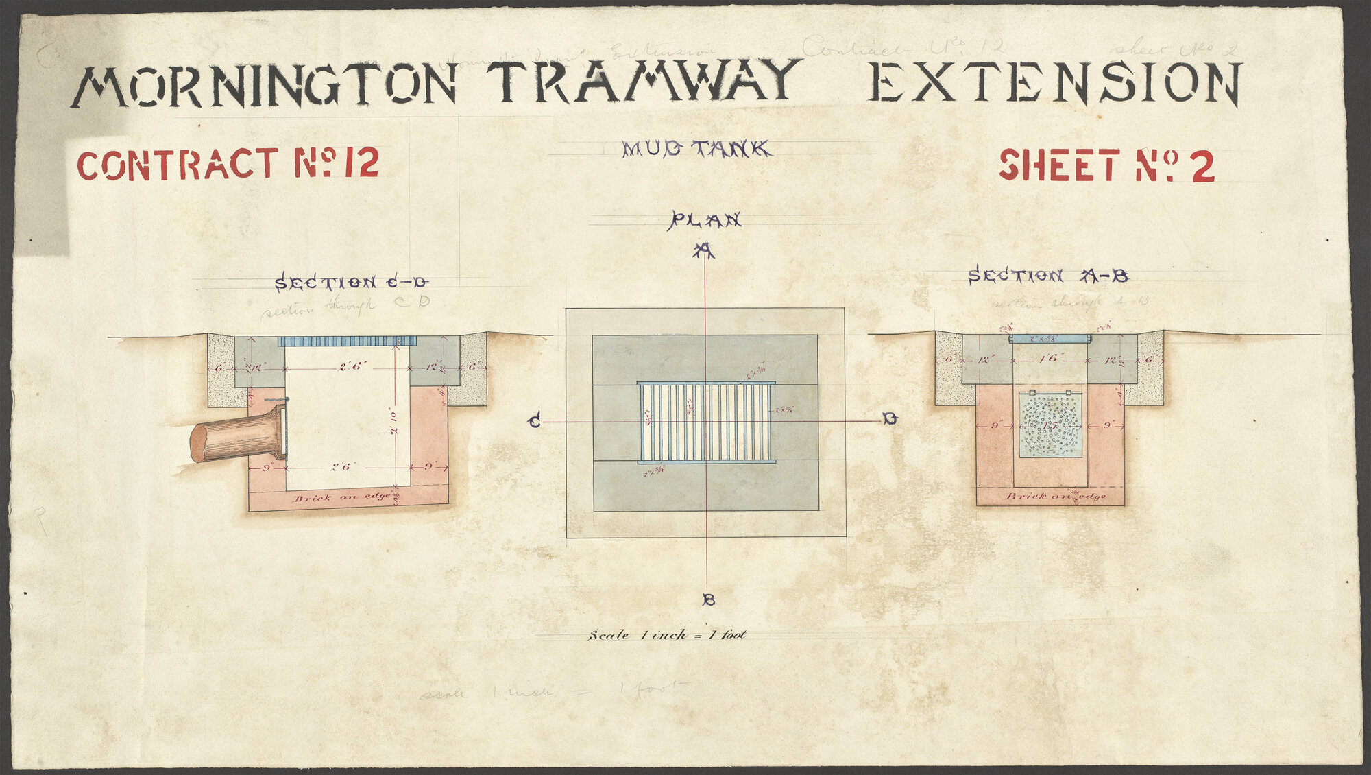 Plan for mud tank, Mornington Tramway Extension, contract no. 12 sheet no. 2