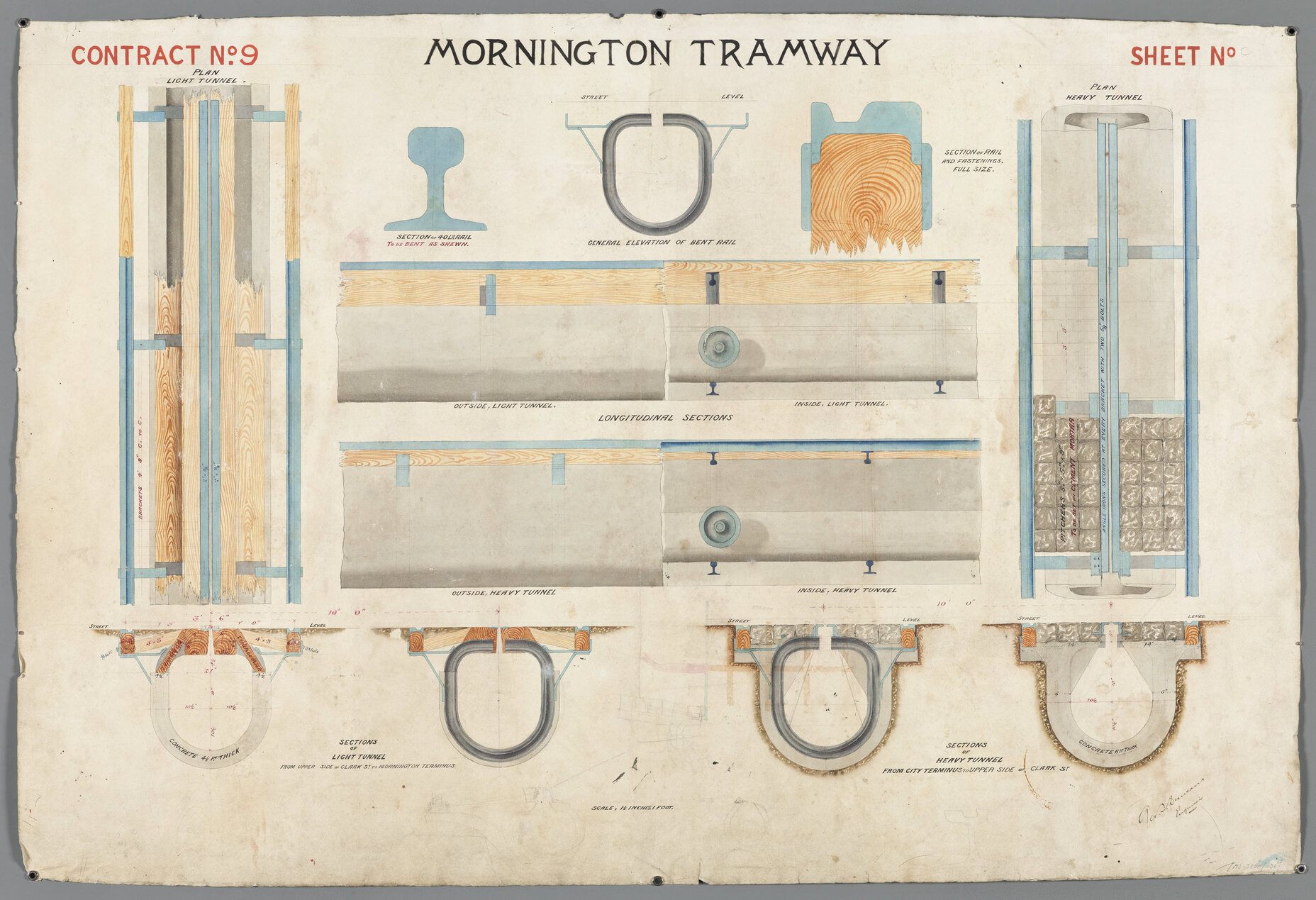 Plan of rails and tunnels. Mornington Tramway, contract no. 9.