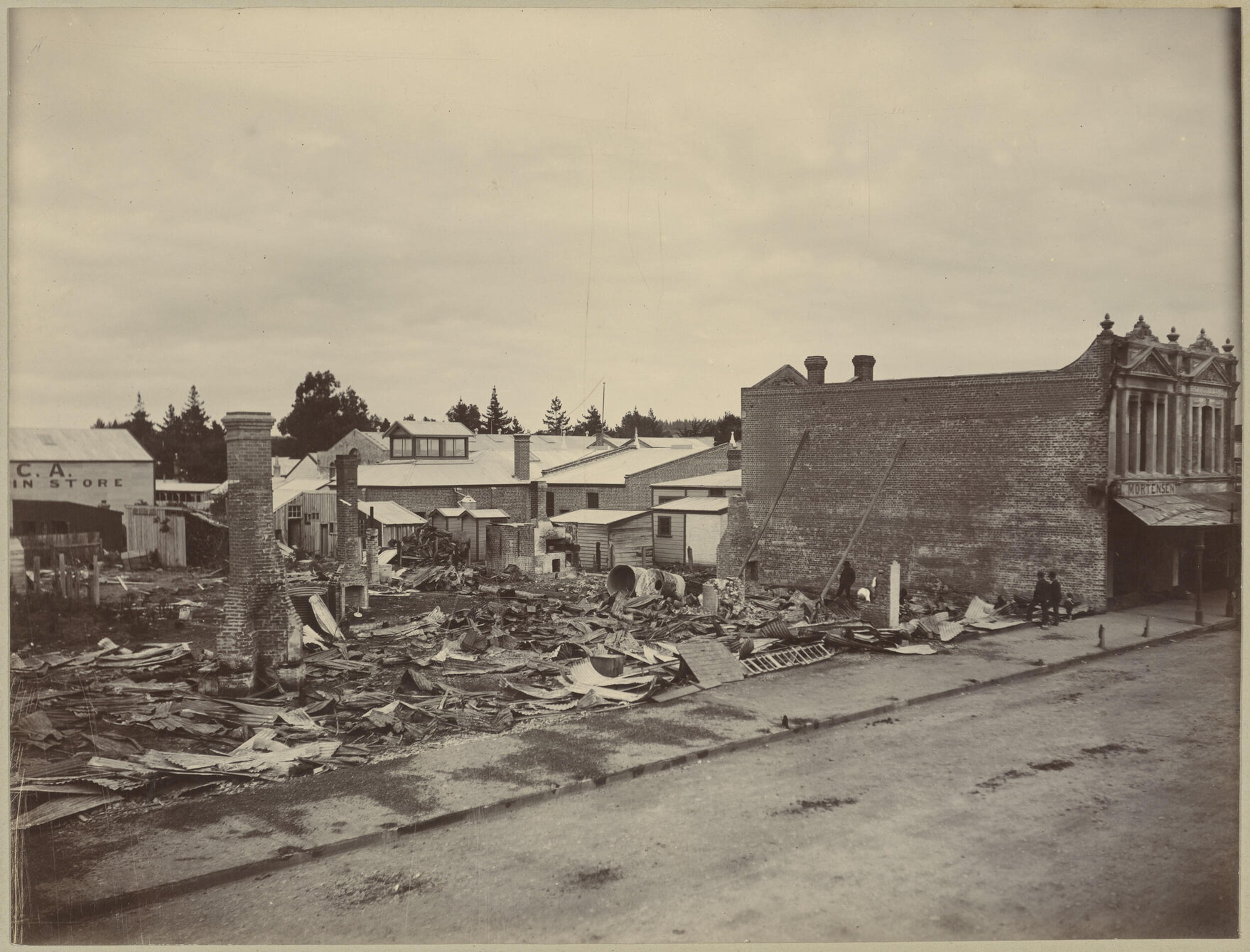 Scene of fire on Hallensteins New Zealand Clothing Factory site in Feilding