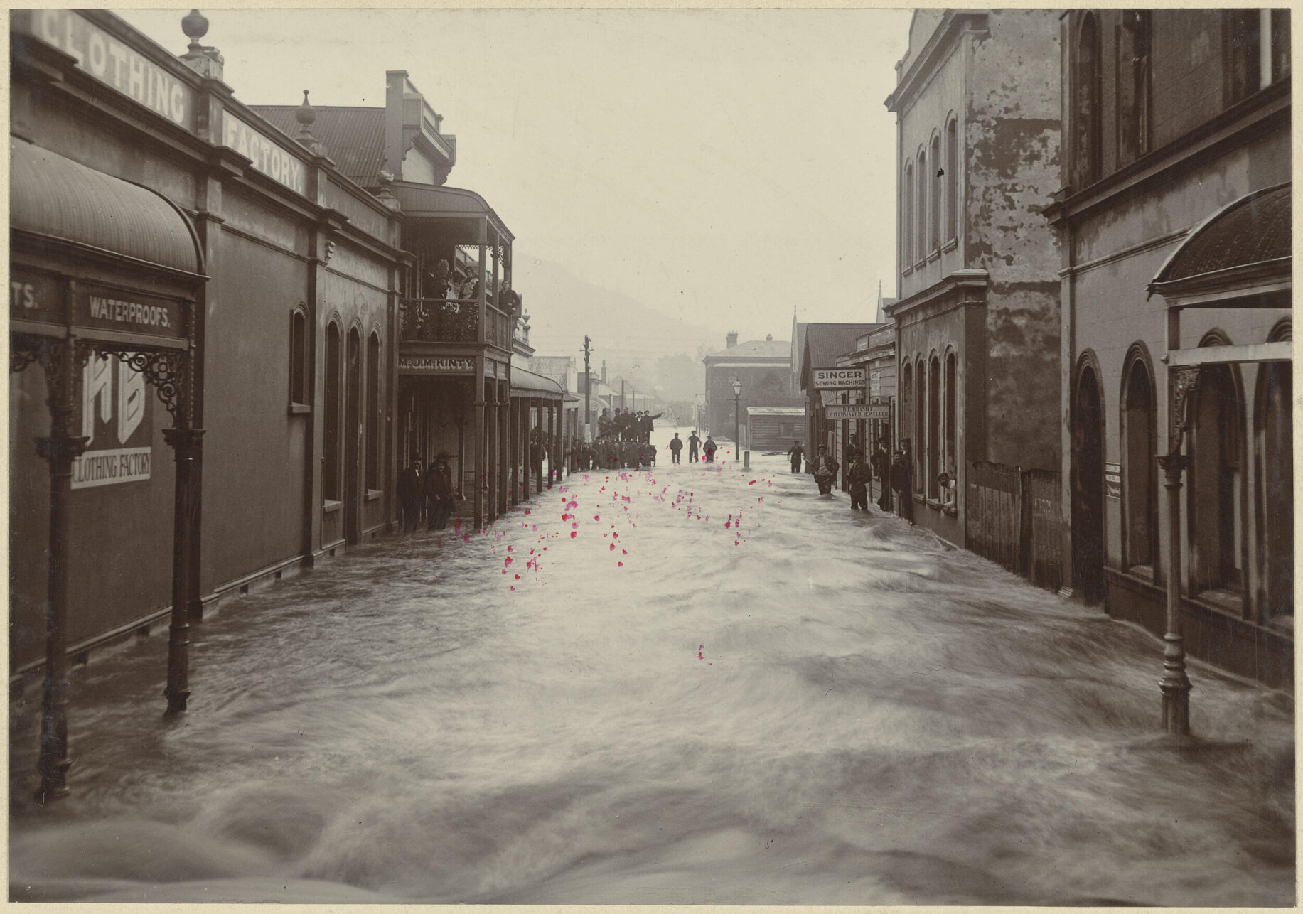 Albert Street, Greymouth, under flood