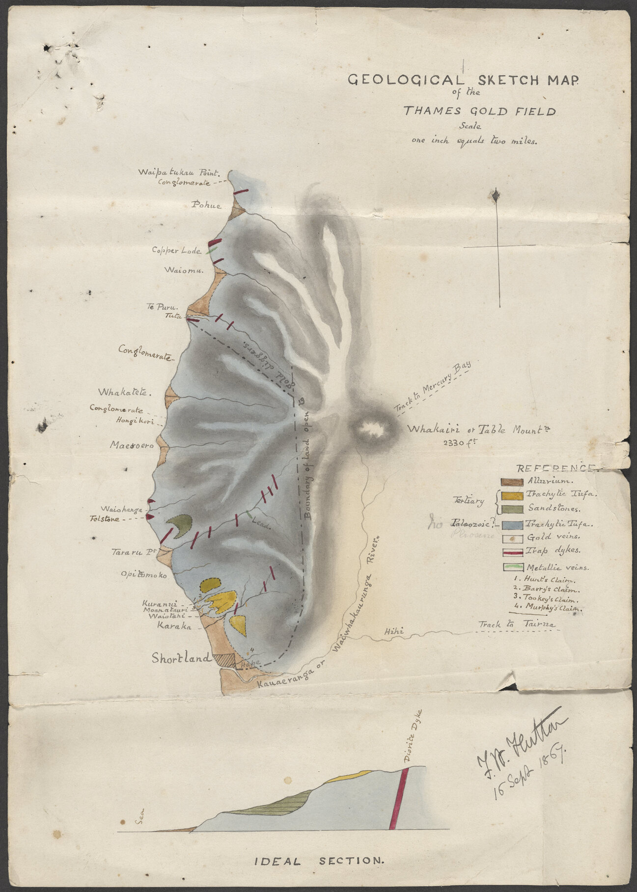 Geological sketch map of the Thames Gold Field
