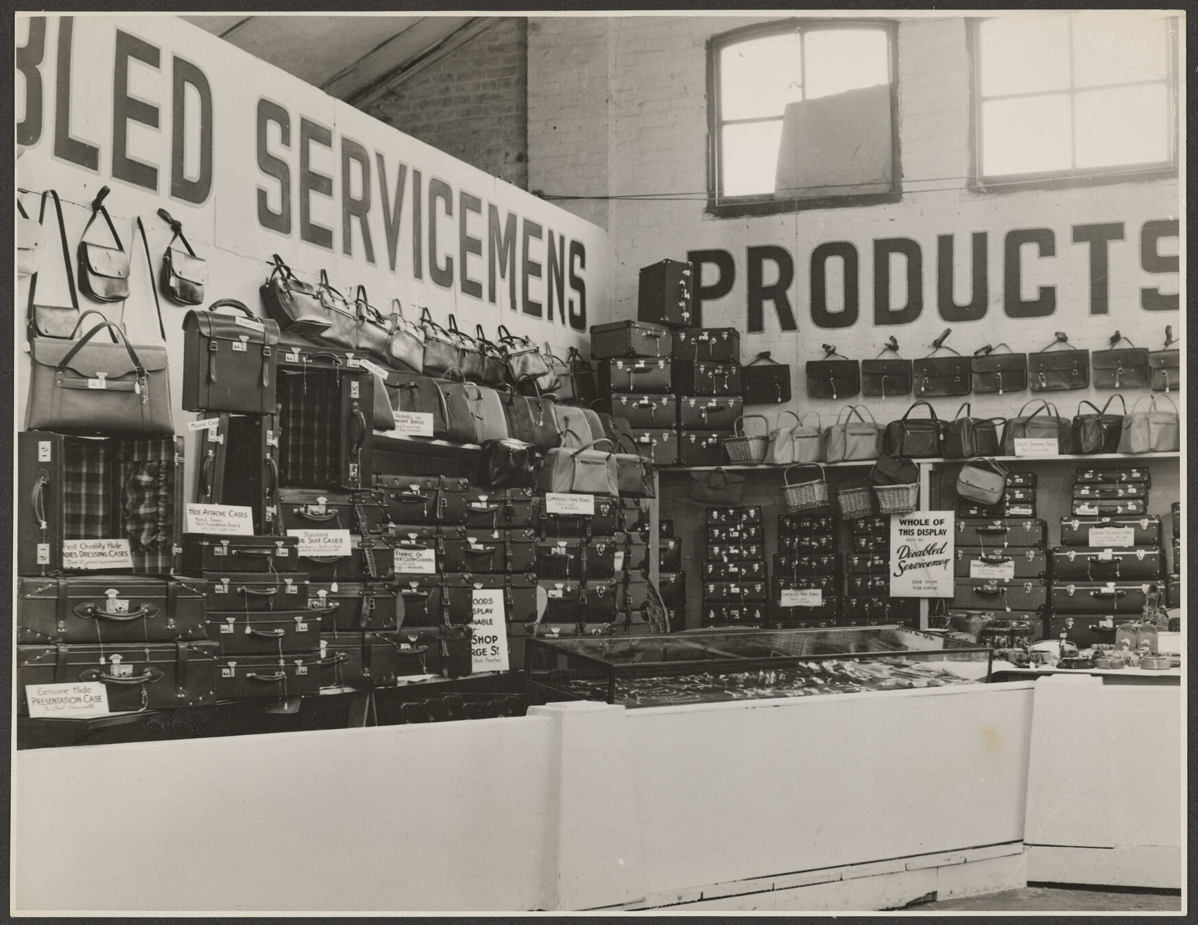 Disabled Servicemen's Products luggage display