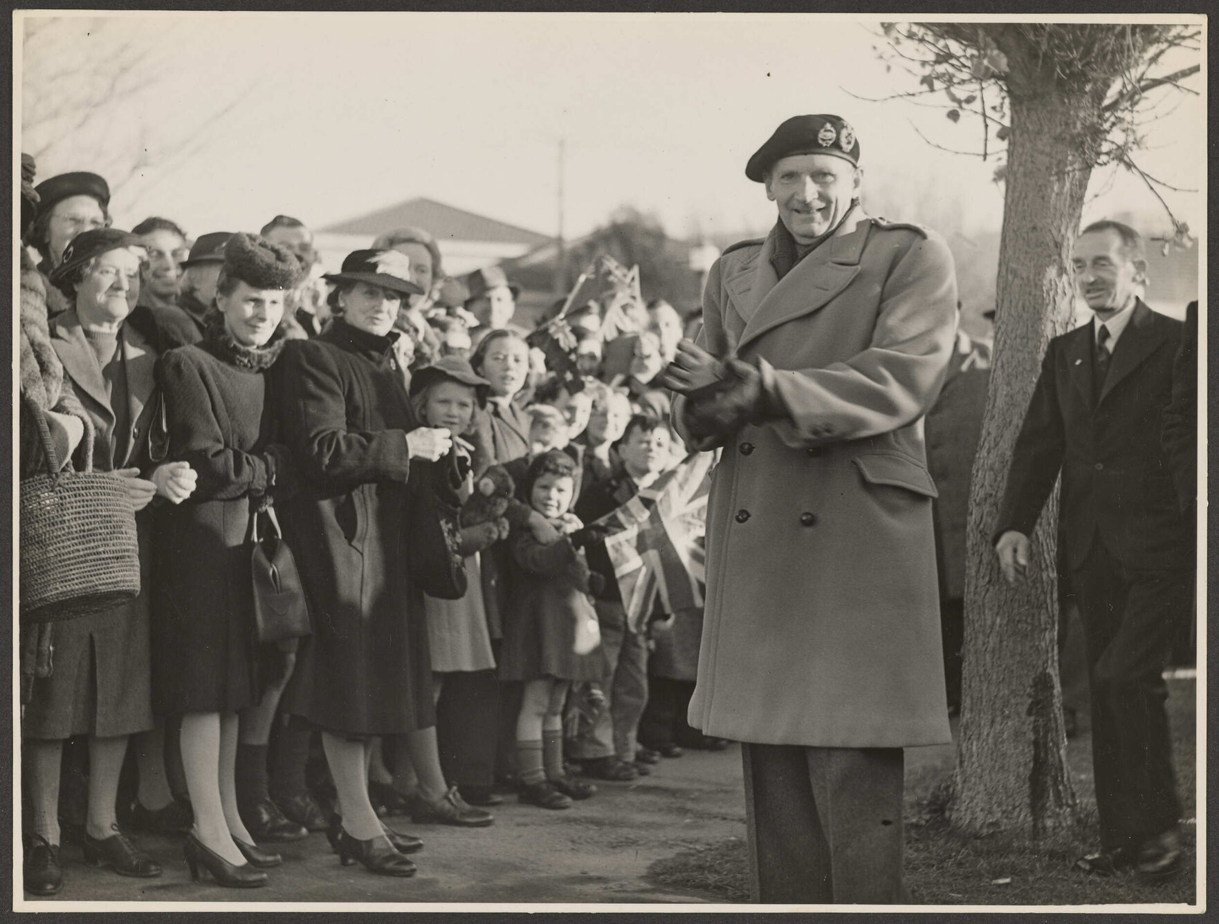 Lord Montgomery outside the Disabled Servicemen's Vocational Training Centre, Anzac Avenue