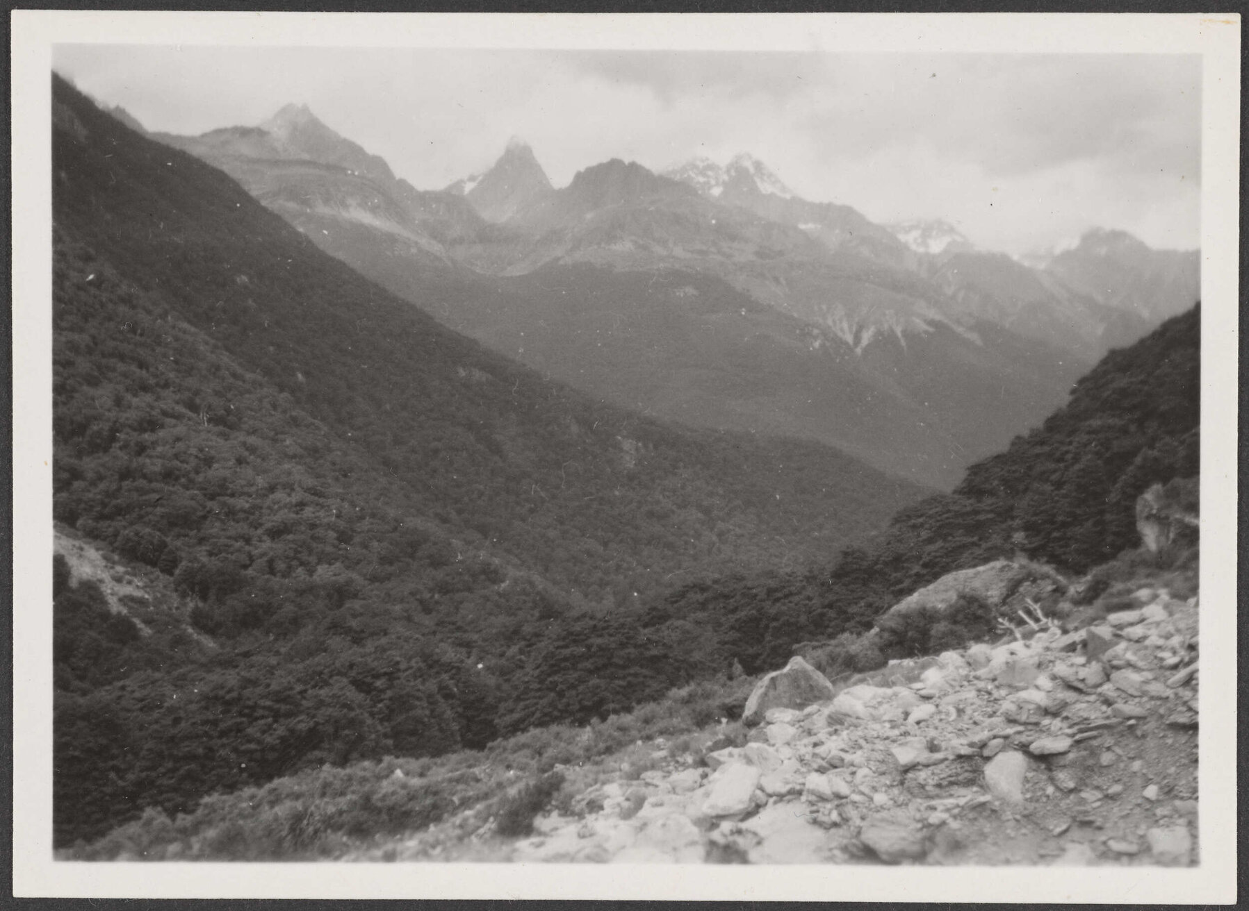 View looking south-east across Hunter Forks in direction of Mt Huxley