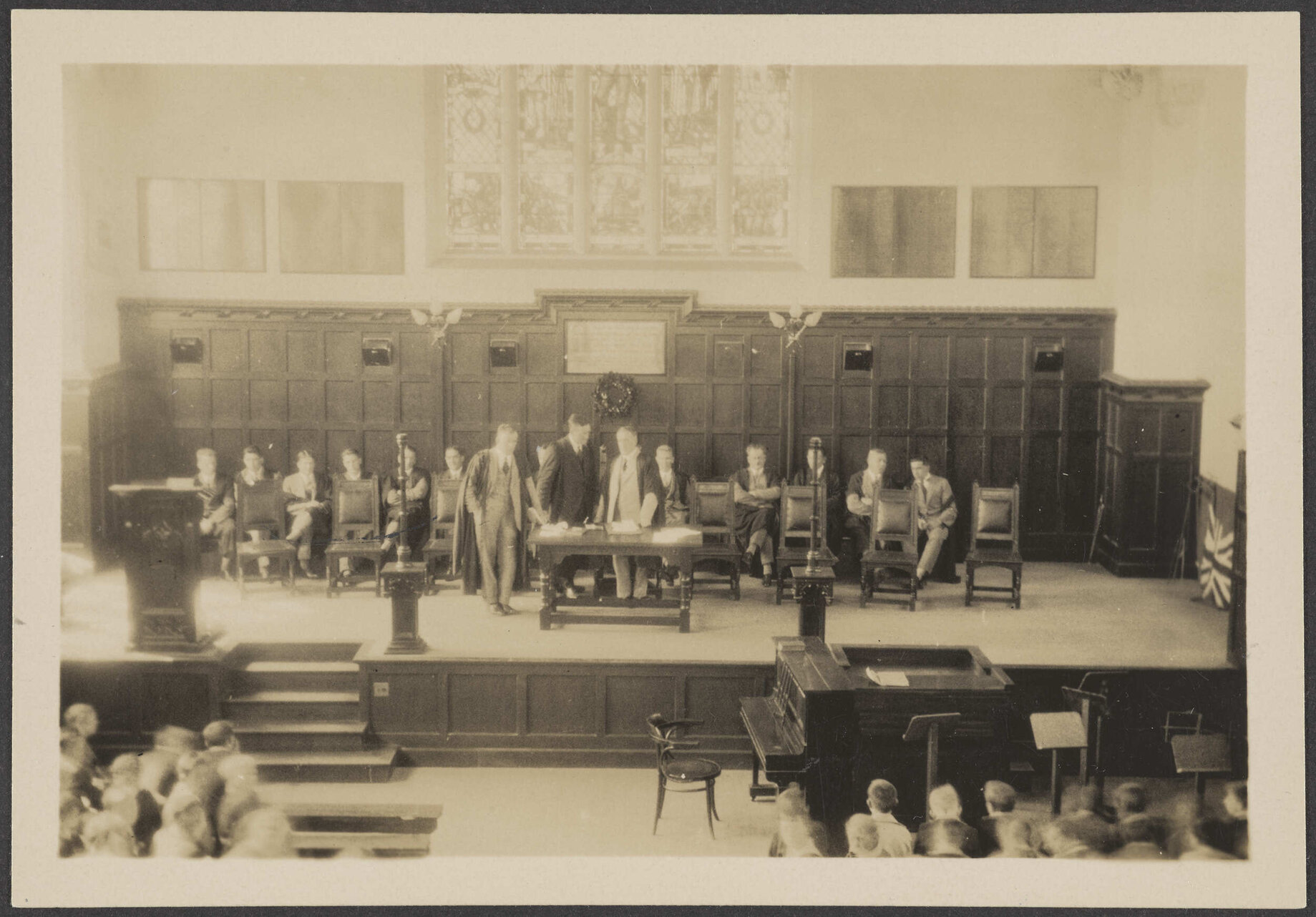 'Prayers in the hall - from the gallery'