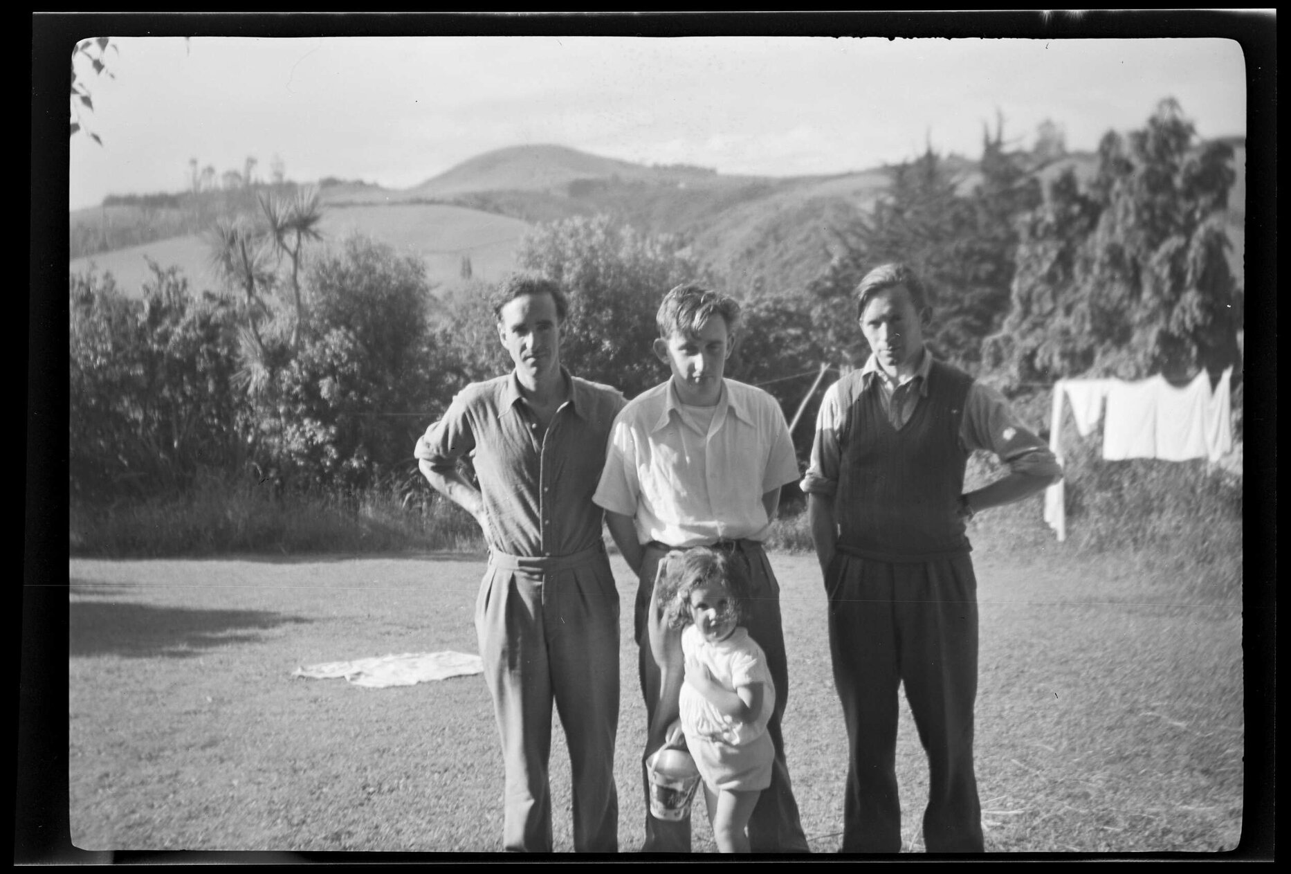 James K. Baxter, Basil Dowling, Charles Brasch and Hilary Baxter 