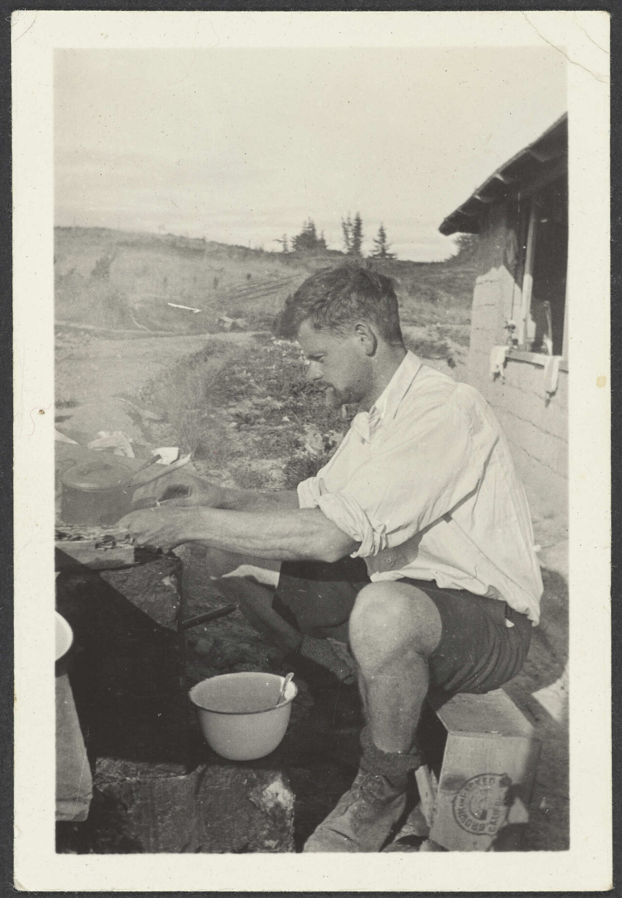 Toss making pancakes, the first breakfast