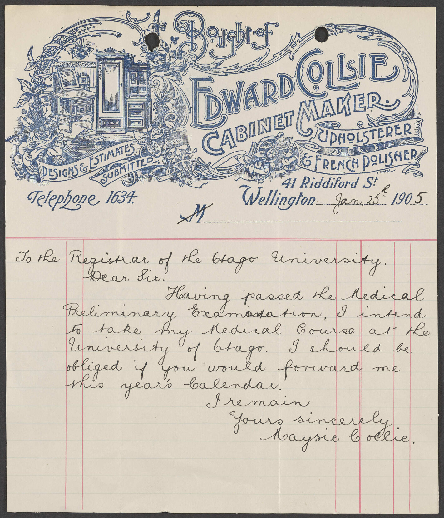 Edward Collie letterhead