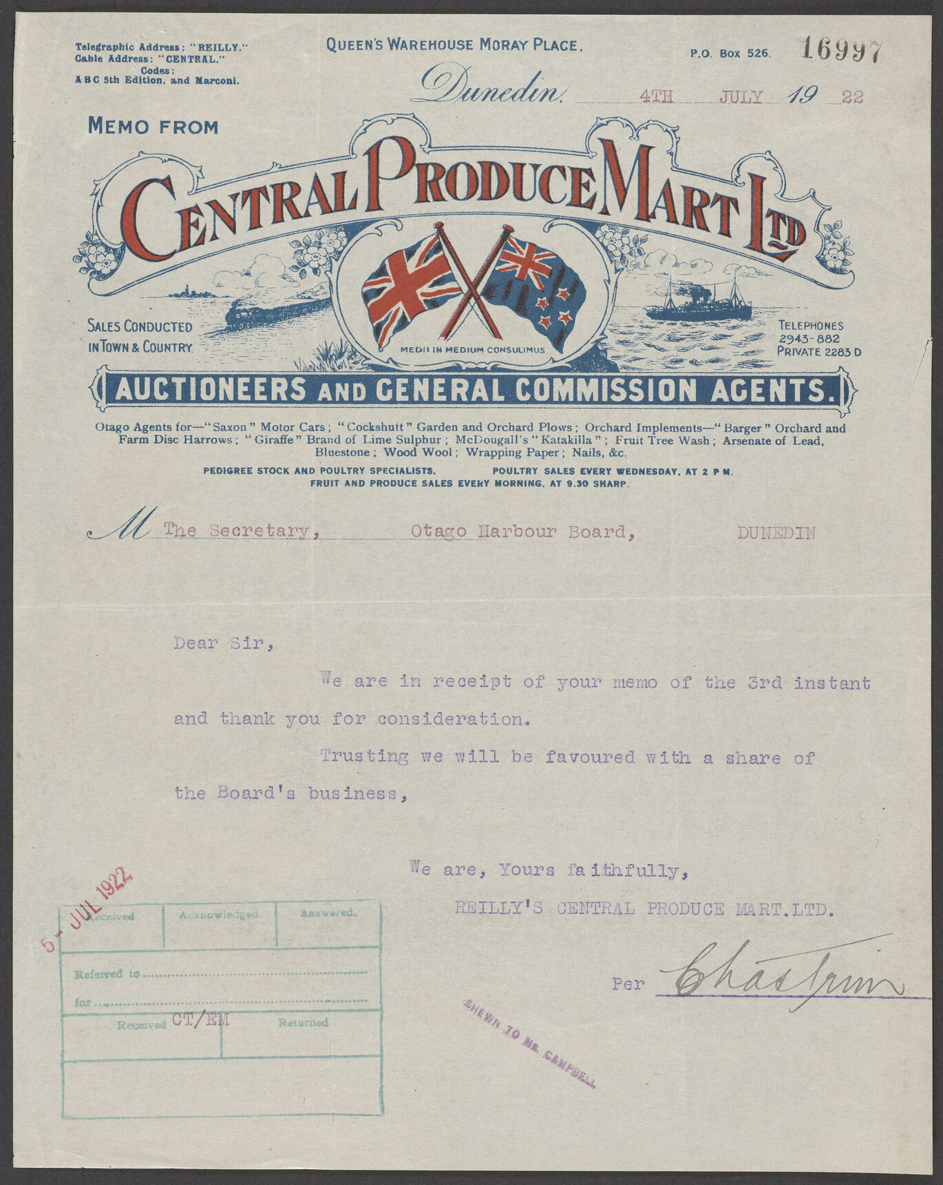 Central Produce Mart letterhead