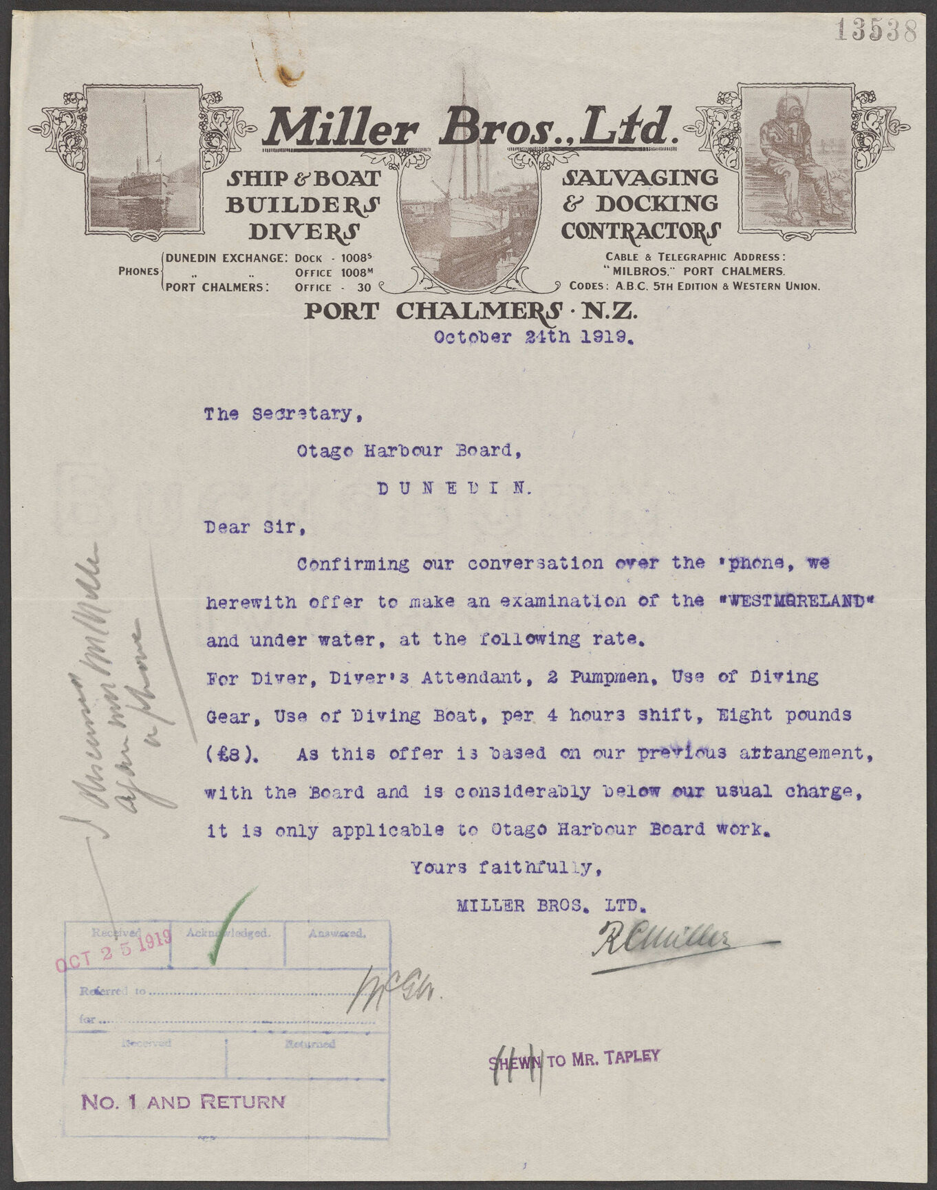 Miller Bros letterhead