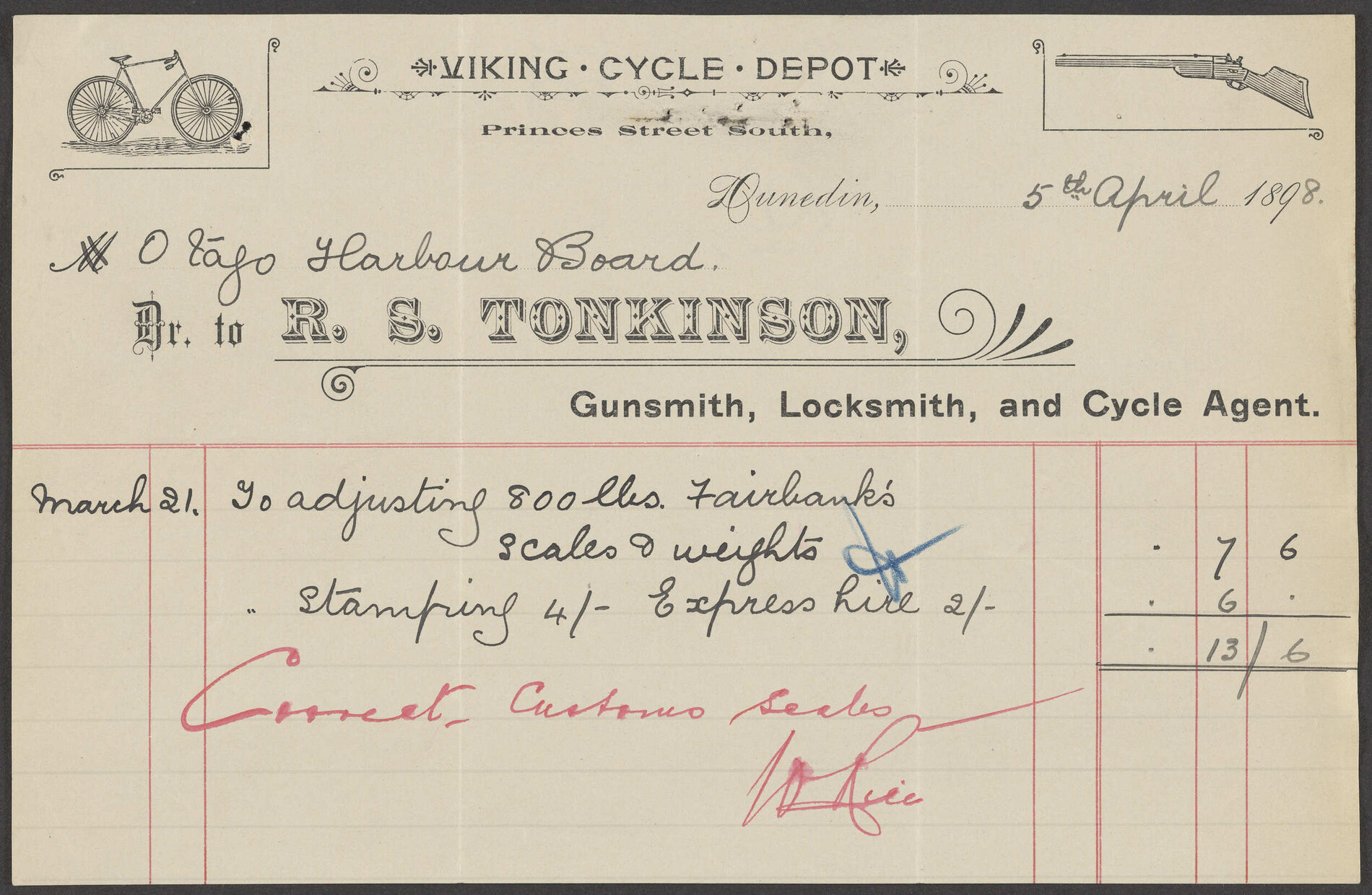 R.S. Tonkinson billhead