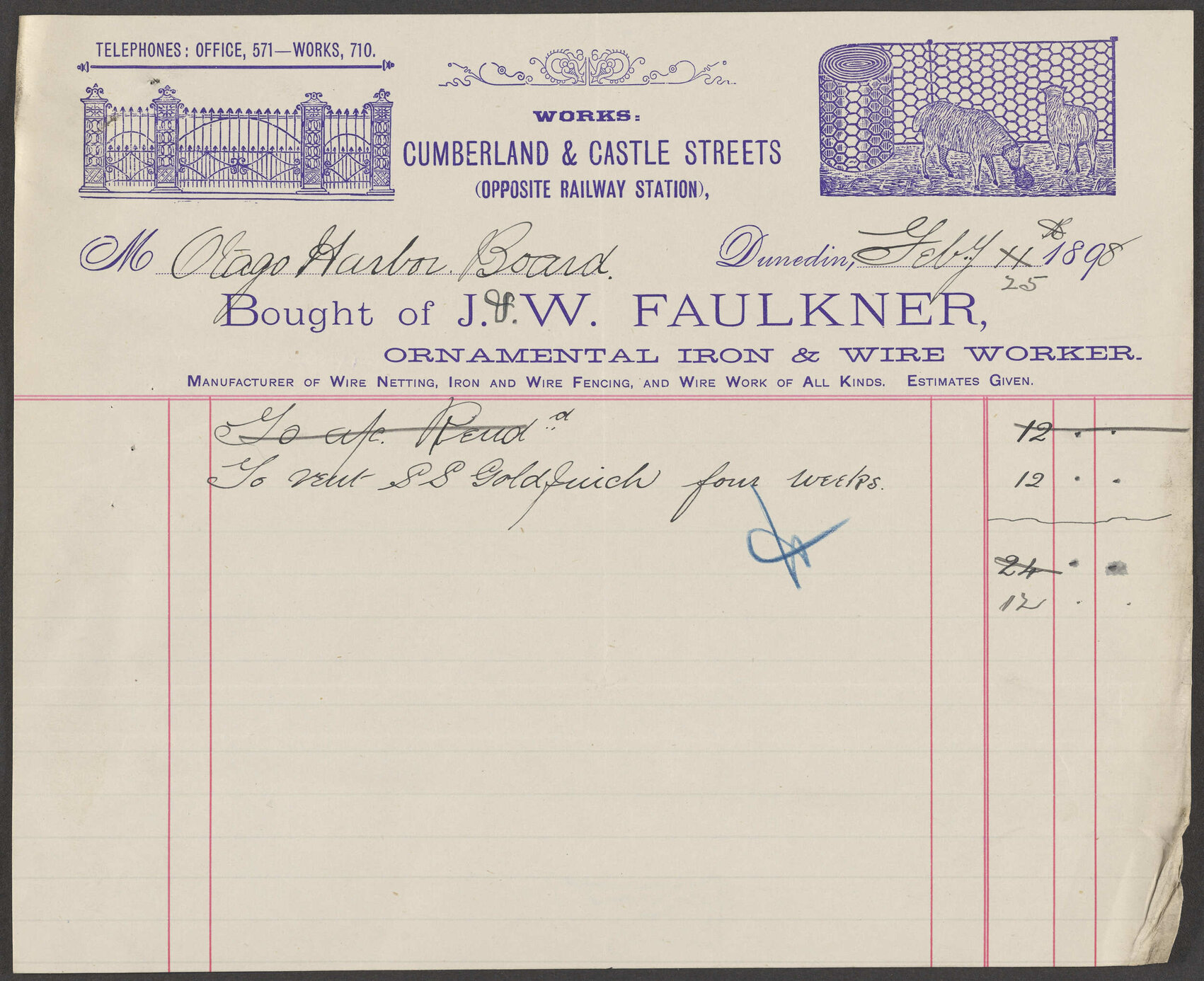 J. &amp; W. Faulkner billhead
