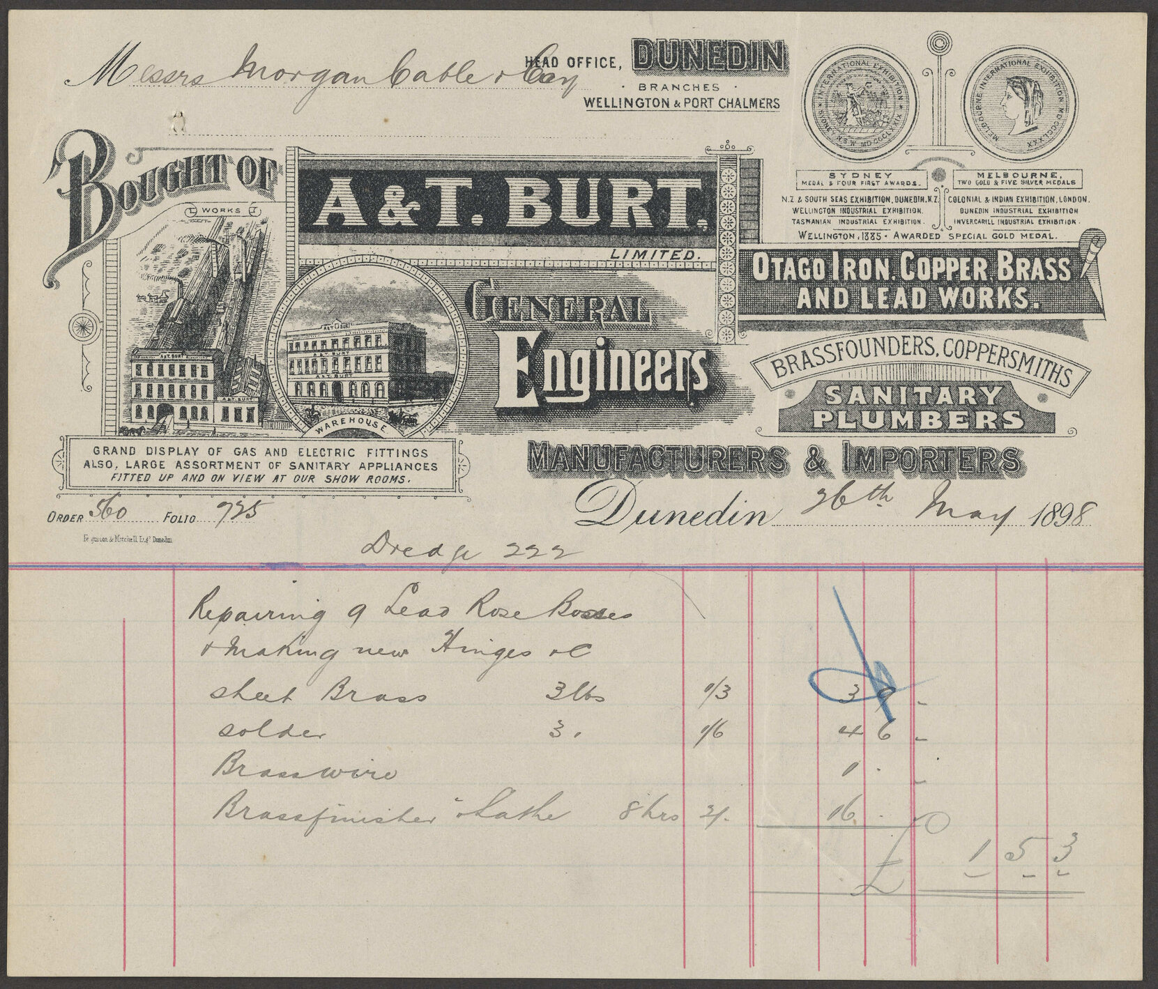 A. &amp; T. Burt billhead