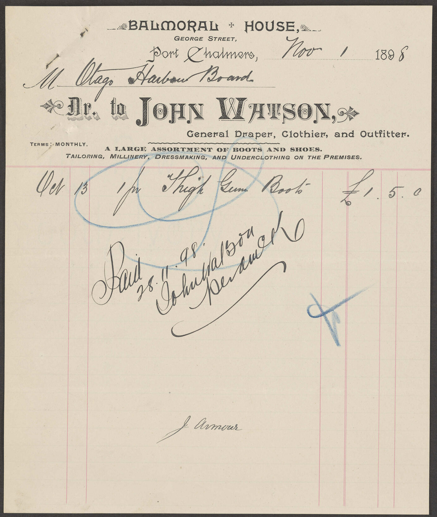 John Watson billhead