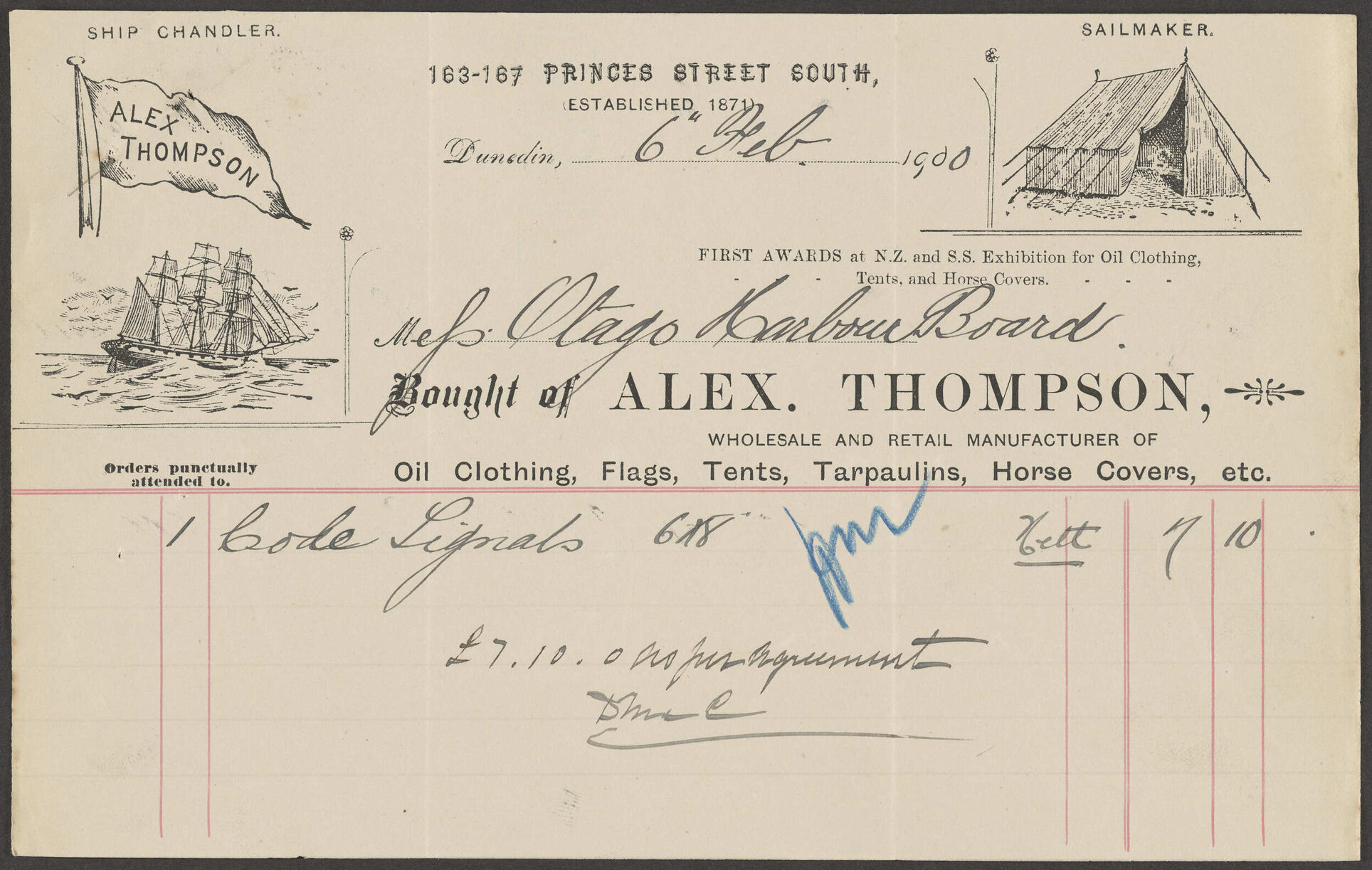 Alex Thompson billhead