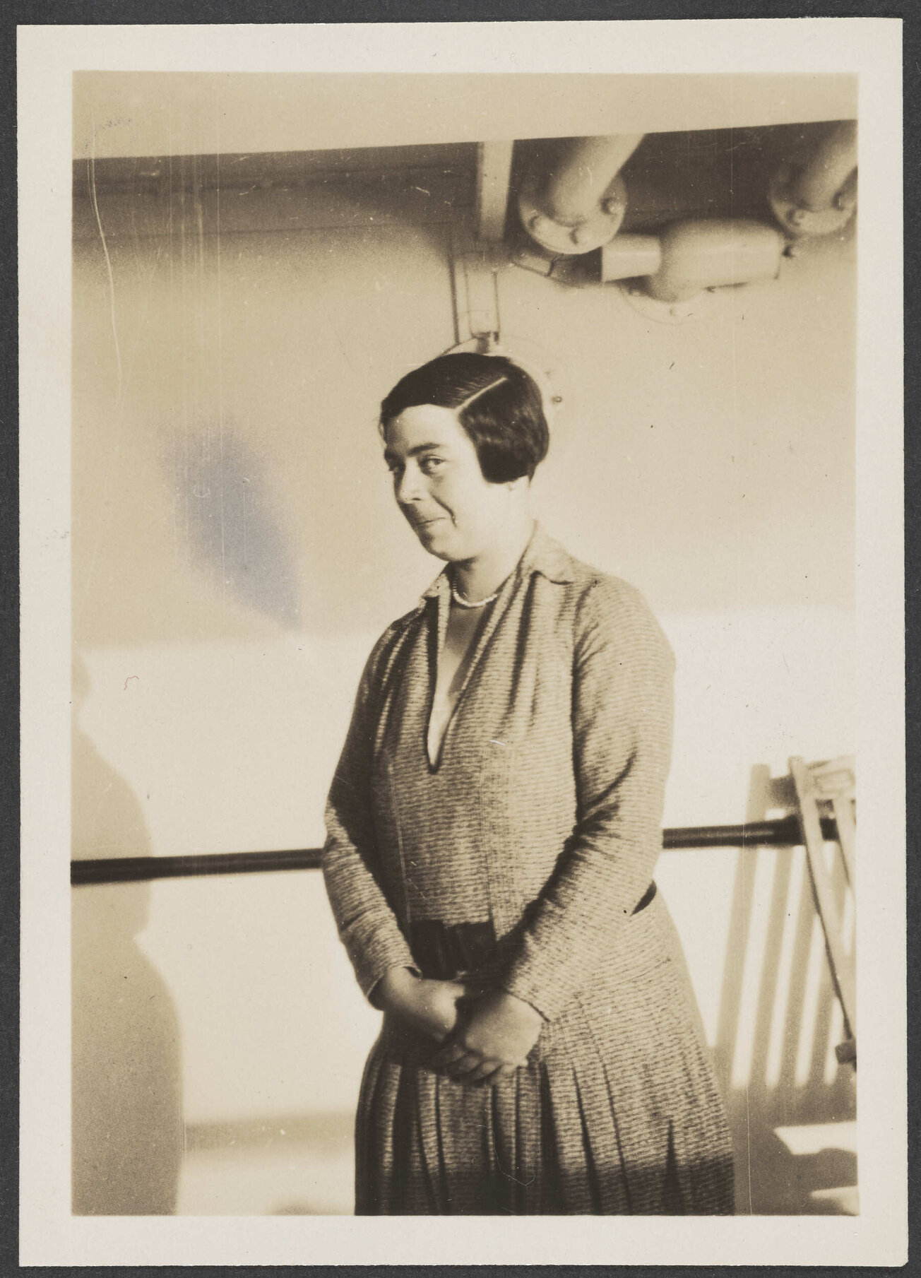 Unidentified woman with short cropped hair